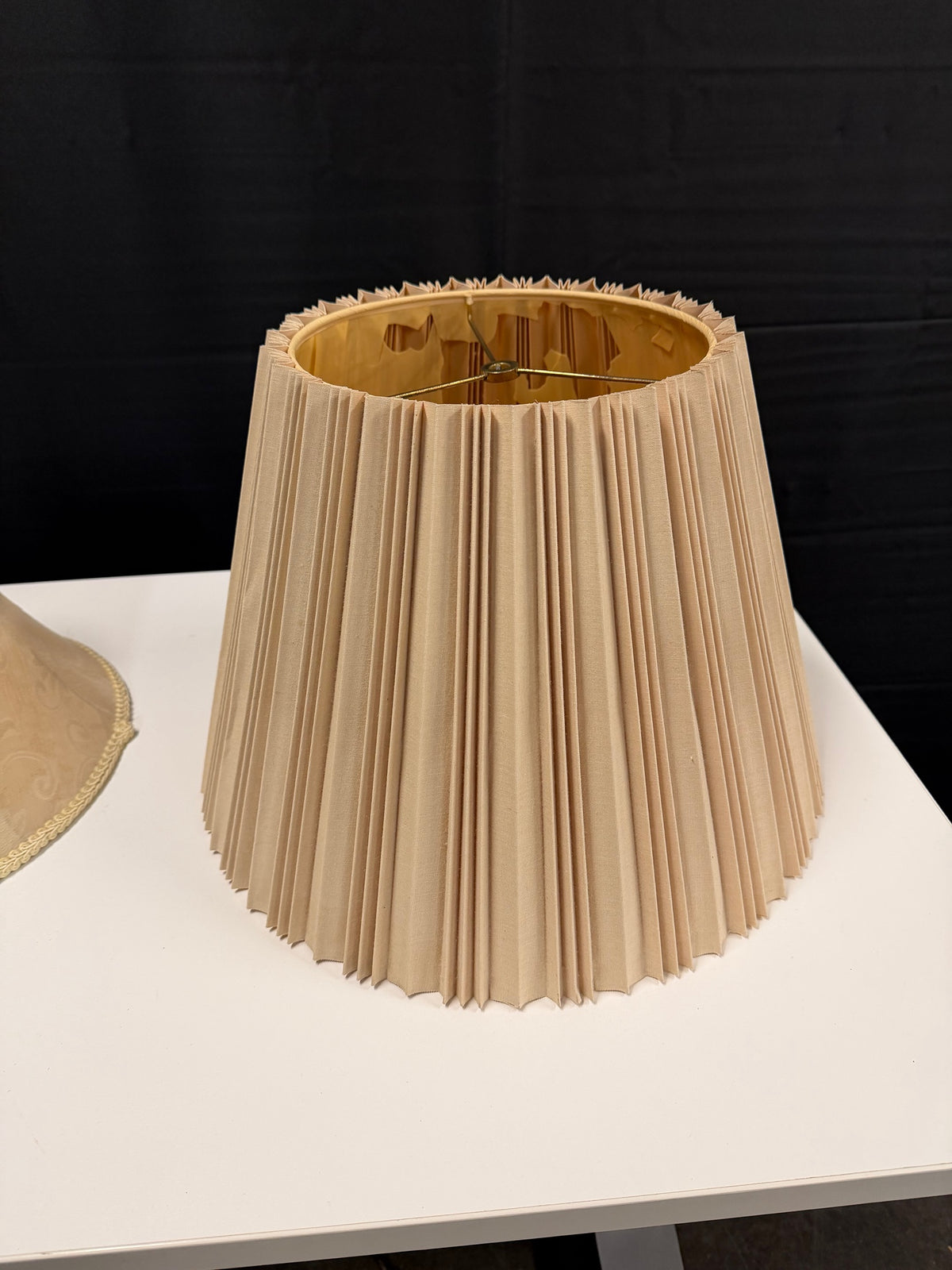 Pleated Beige Fabric Tapered Lampshade