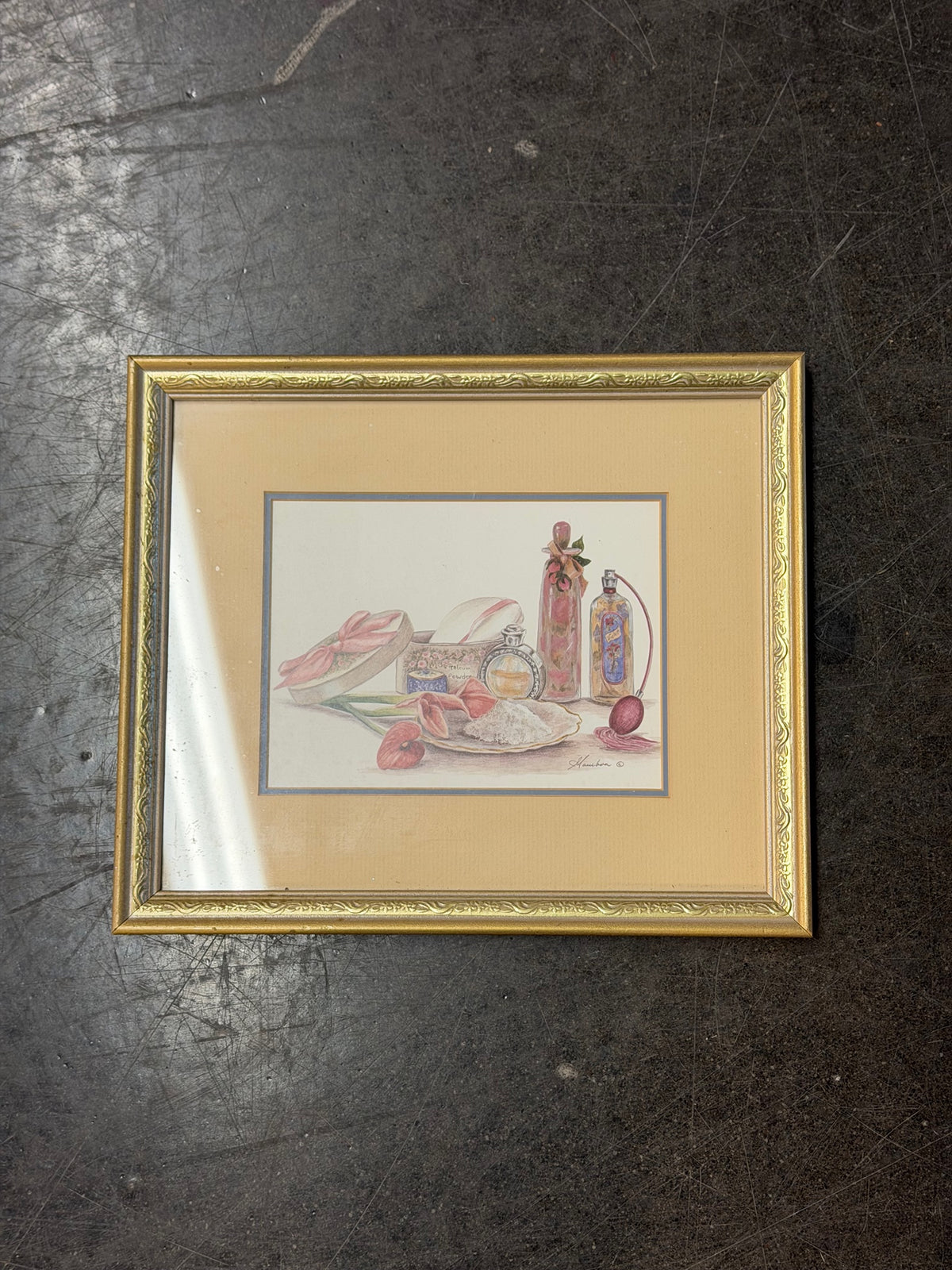 Gold-Tone Framed Vanity Scene Art Print