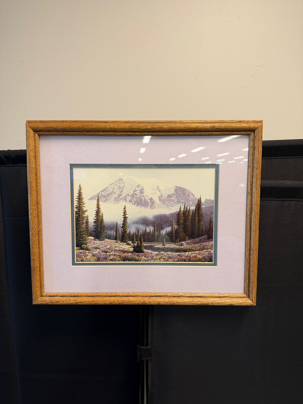 Mount Rainier Landscape Oil Painting with Wood Frame by Doug Miller