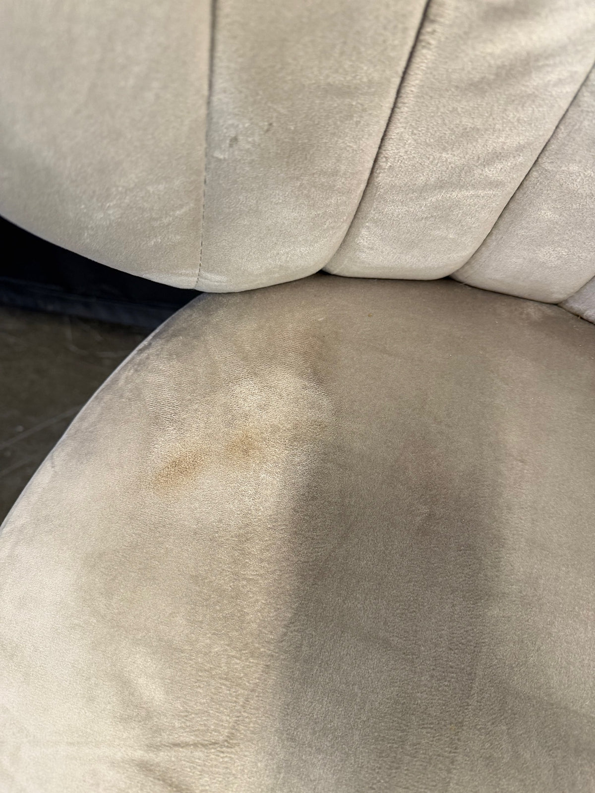 Beige Upholstered Swivel Office Chair with Chrome Base