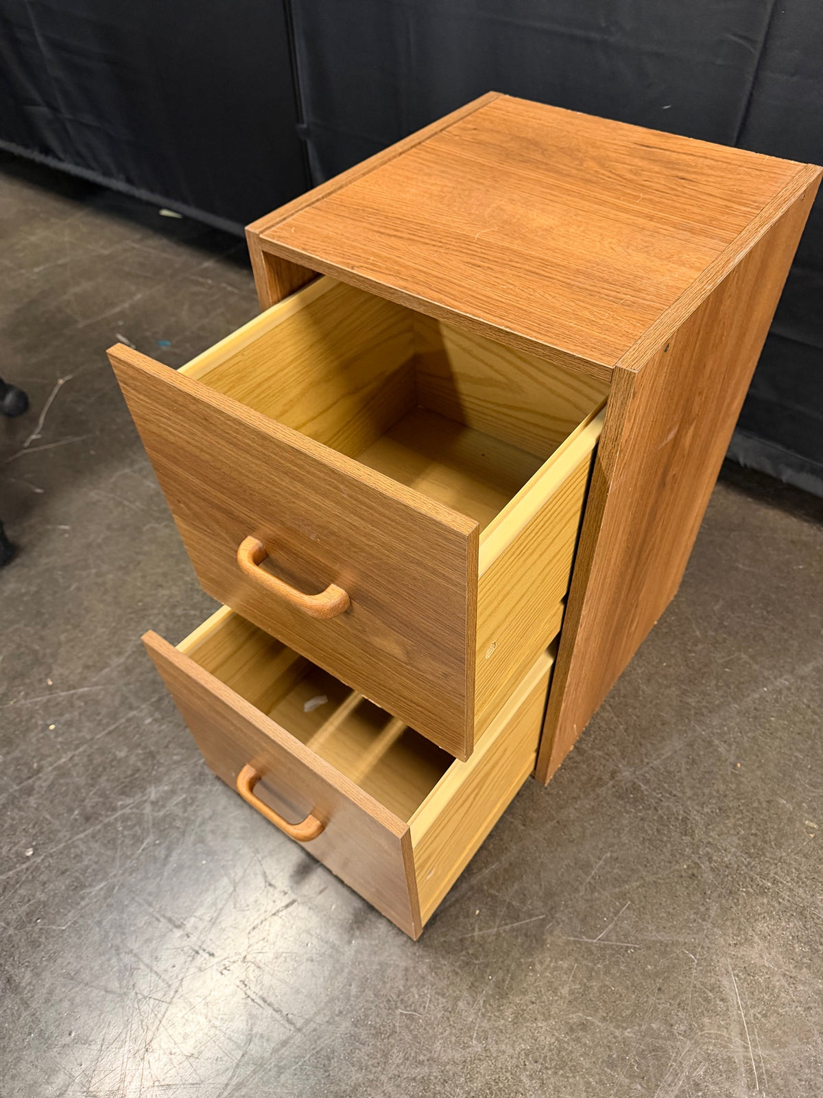 Simple Two-Drawer Nightstand in Light Wood