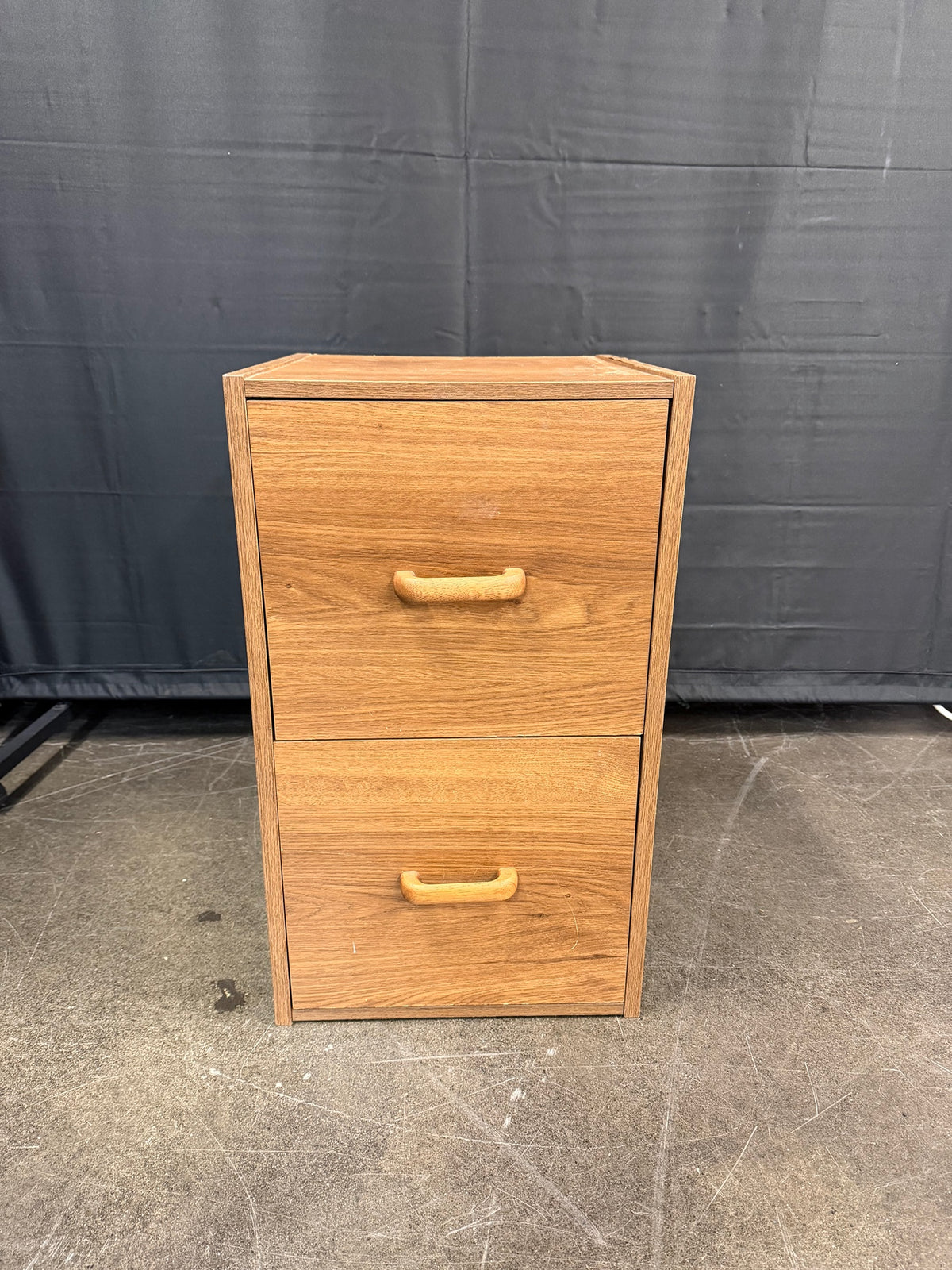 Simple Two-Drawer Nightstand in Light Wood