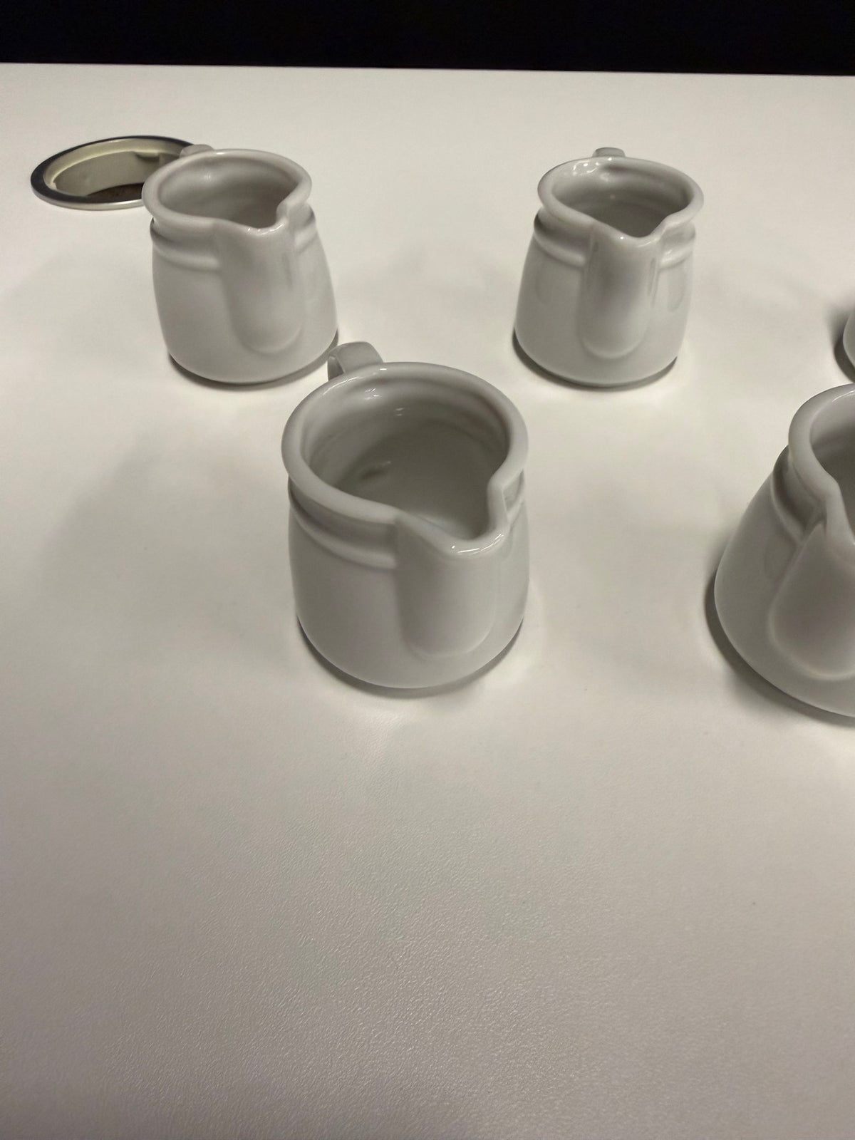 Set of Five Pier 1 Imports White Ceramic Creamers