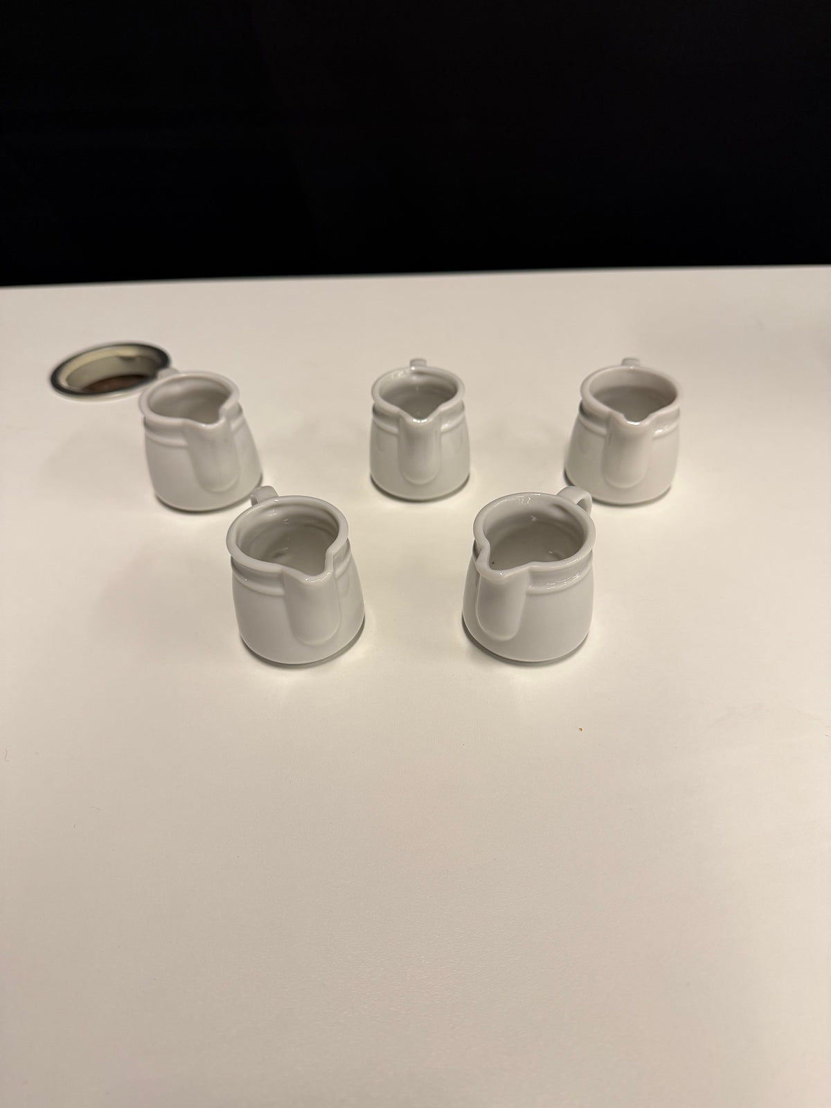 Set of Five Pier 1 Imports White Ceramic Creamers