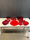 Vintage Ruby Red Glassware Set, 25 Pieces: Viking Georgian Honeycomb, Fenton Lotus & Arcoroc