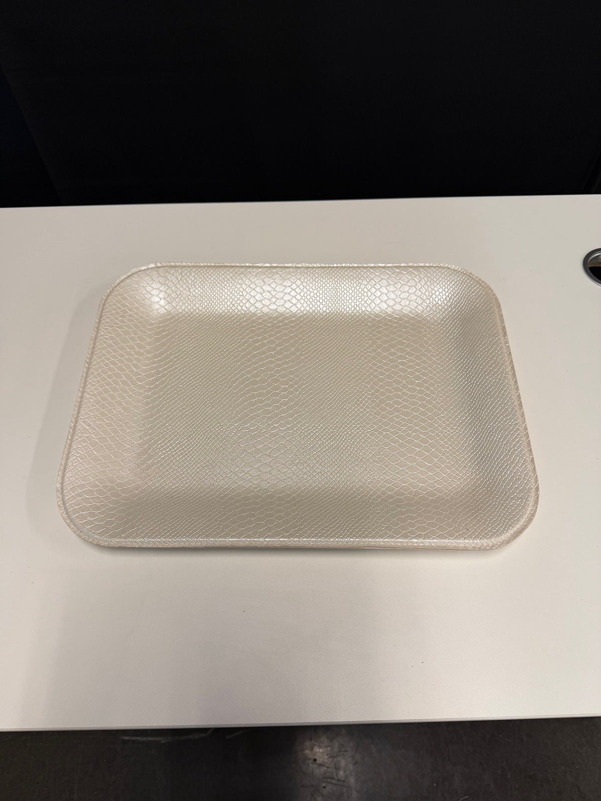 Beige Textured Rectangular Serving Tray