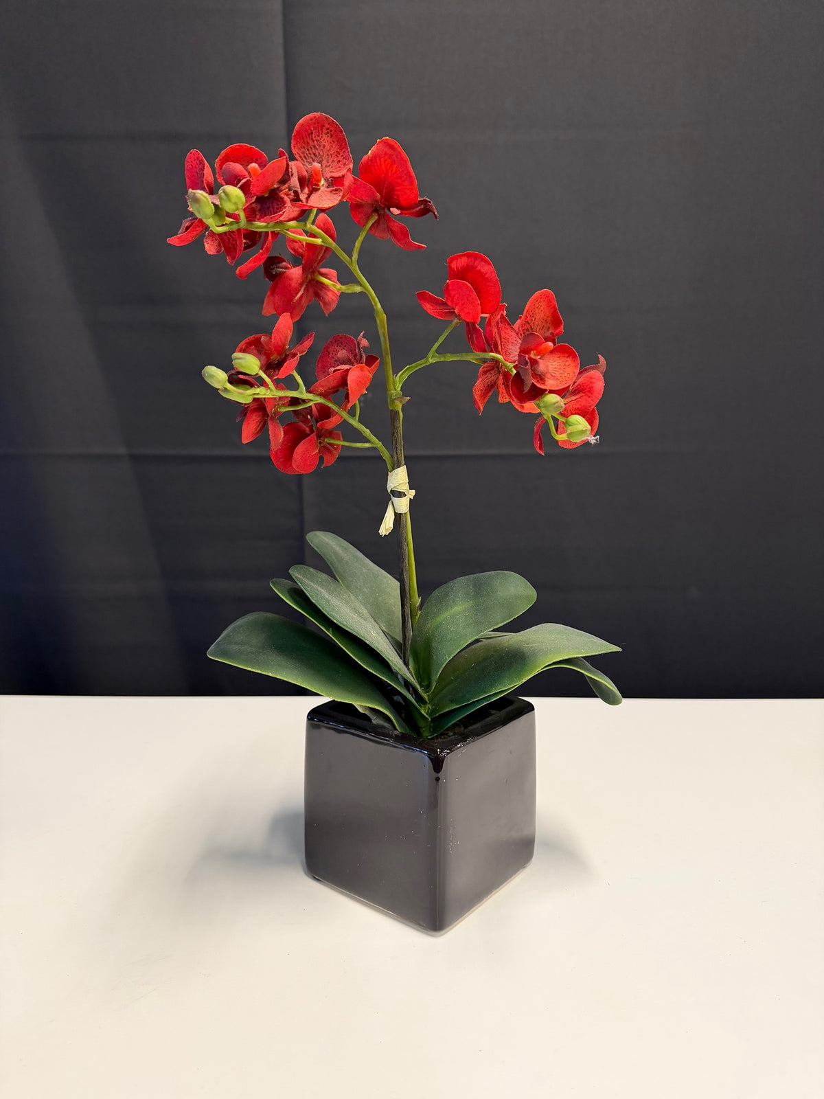 Red Decorative Potted Artificial Orchid
