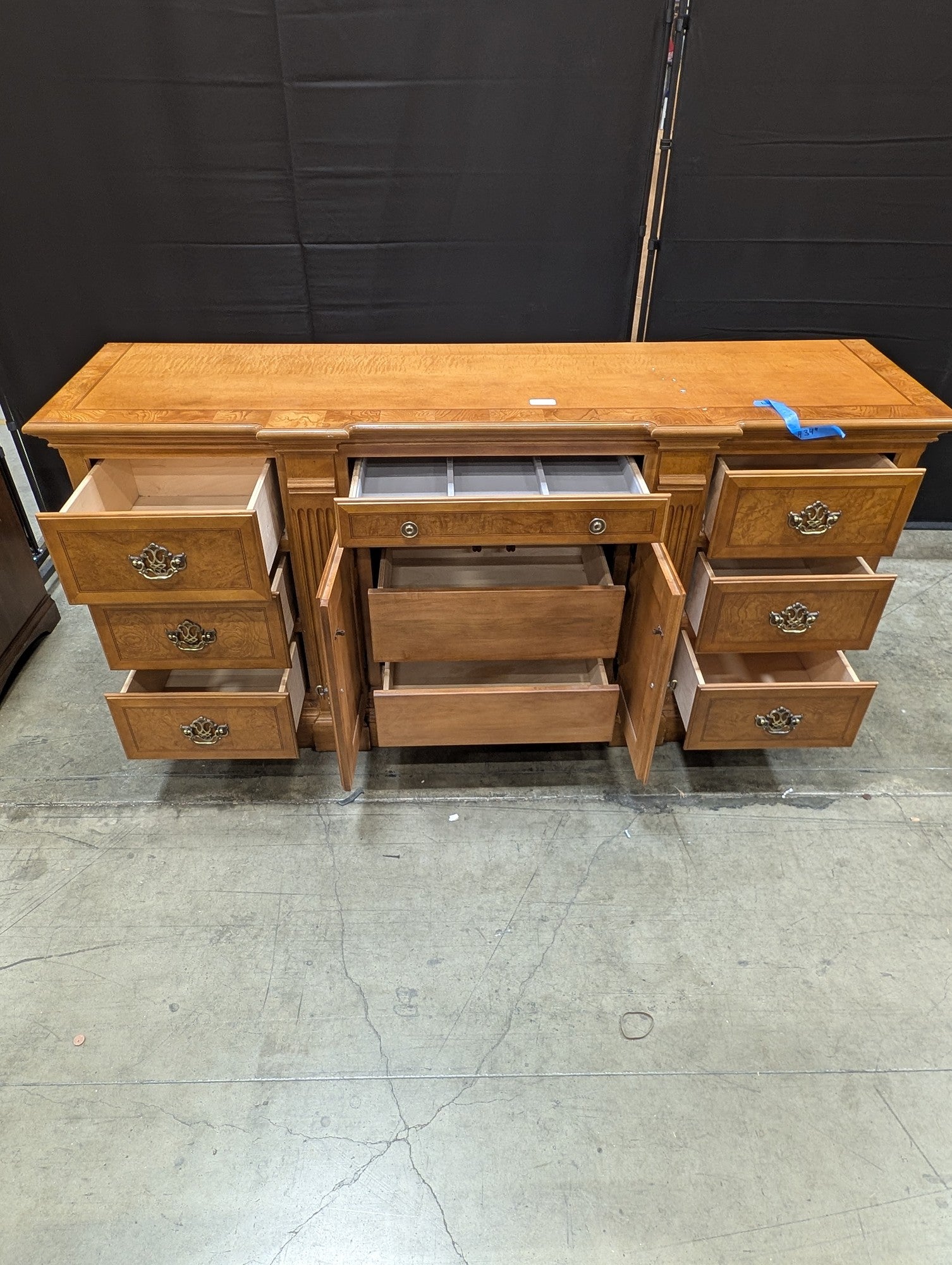 Classic Wood Credenza with Fluted Details