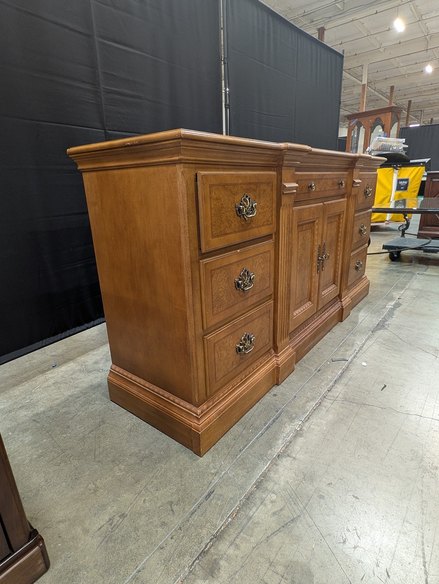 Classic Wood Credenza with Fluted Details