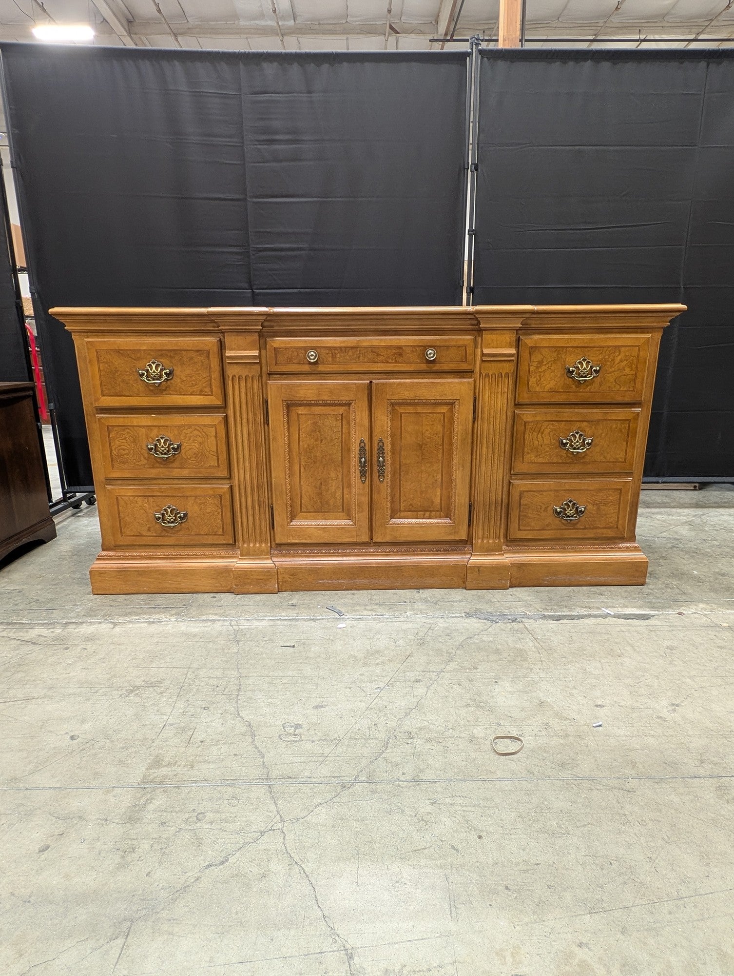 Classic Wood Credenza with Fluted Details