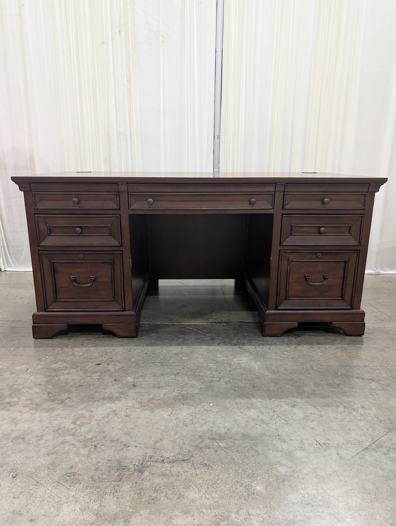 Aspenhome Double Pedestal Desk in Dark Wood