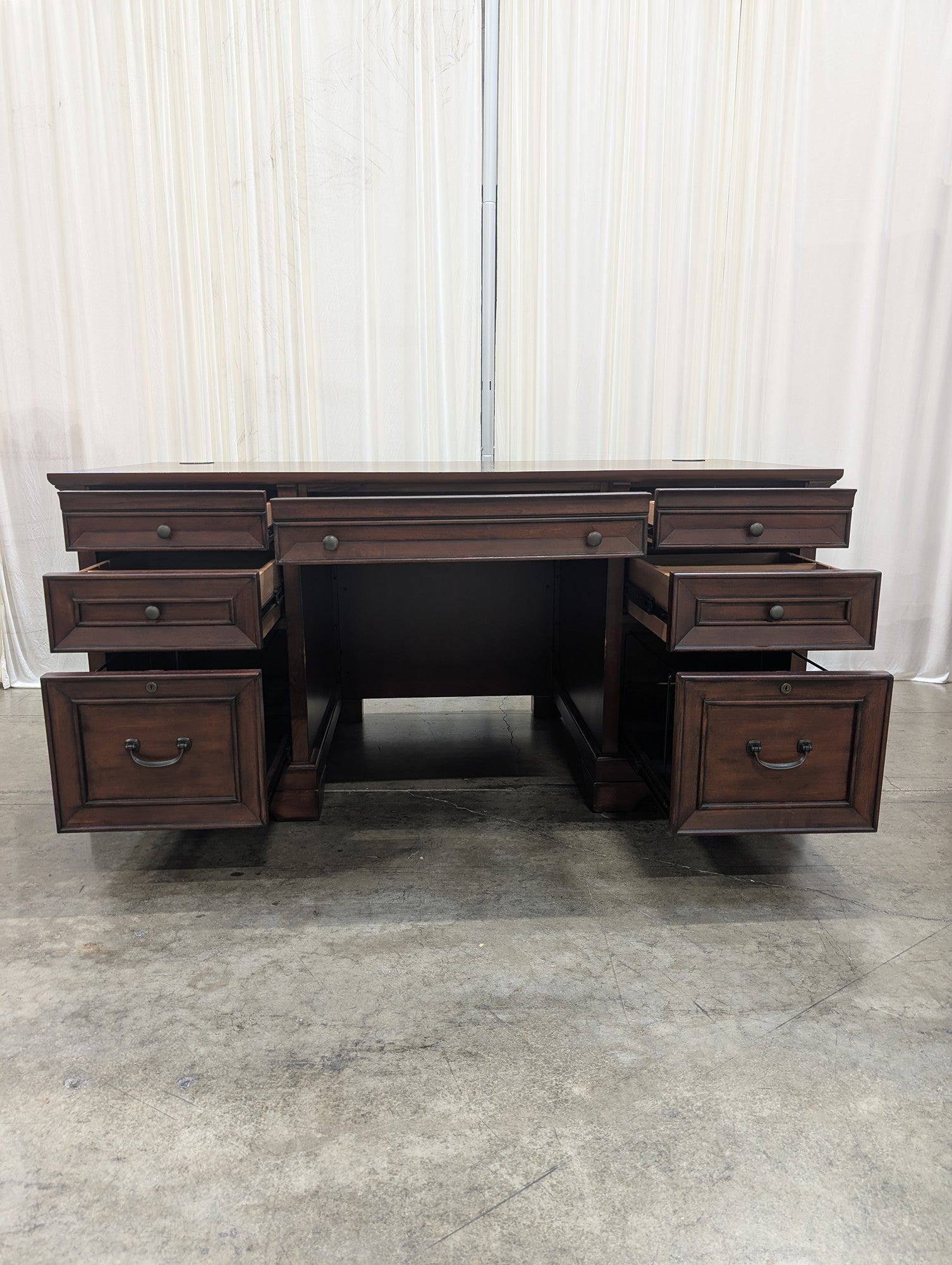 Aspenhome Double Pedestal Desk in Dark Wood