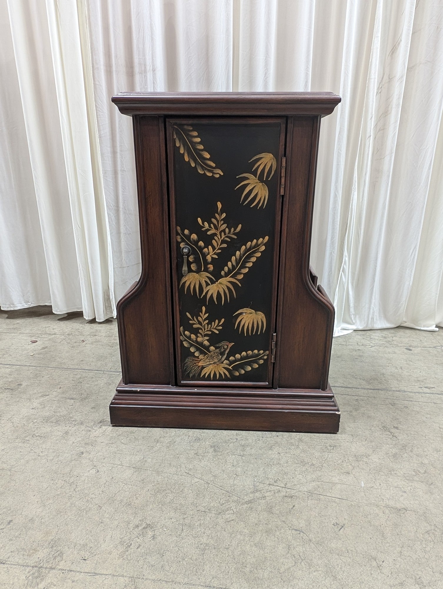 Chinoiserie Painted Wood End Table with Magazine Racks