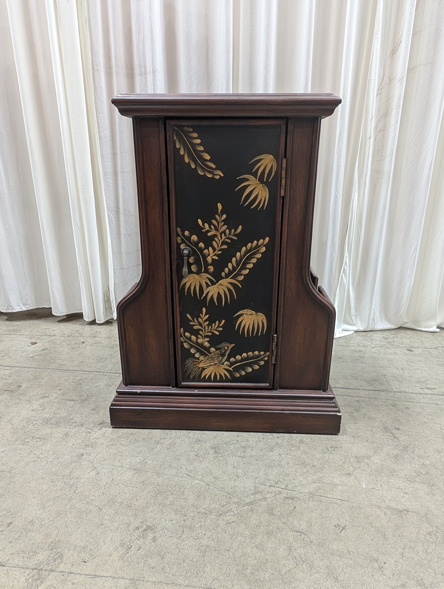 Chinoiserie Painted Wood End Table with Magazine Racks