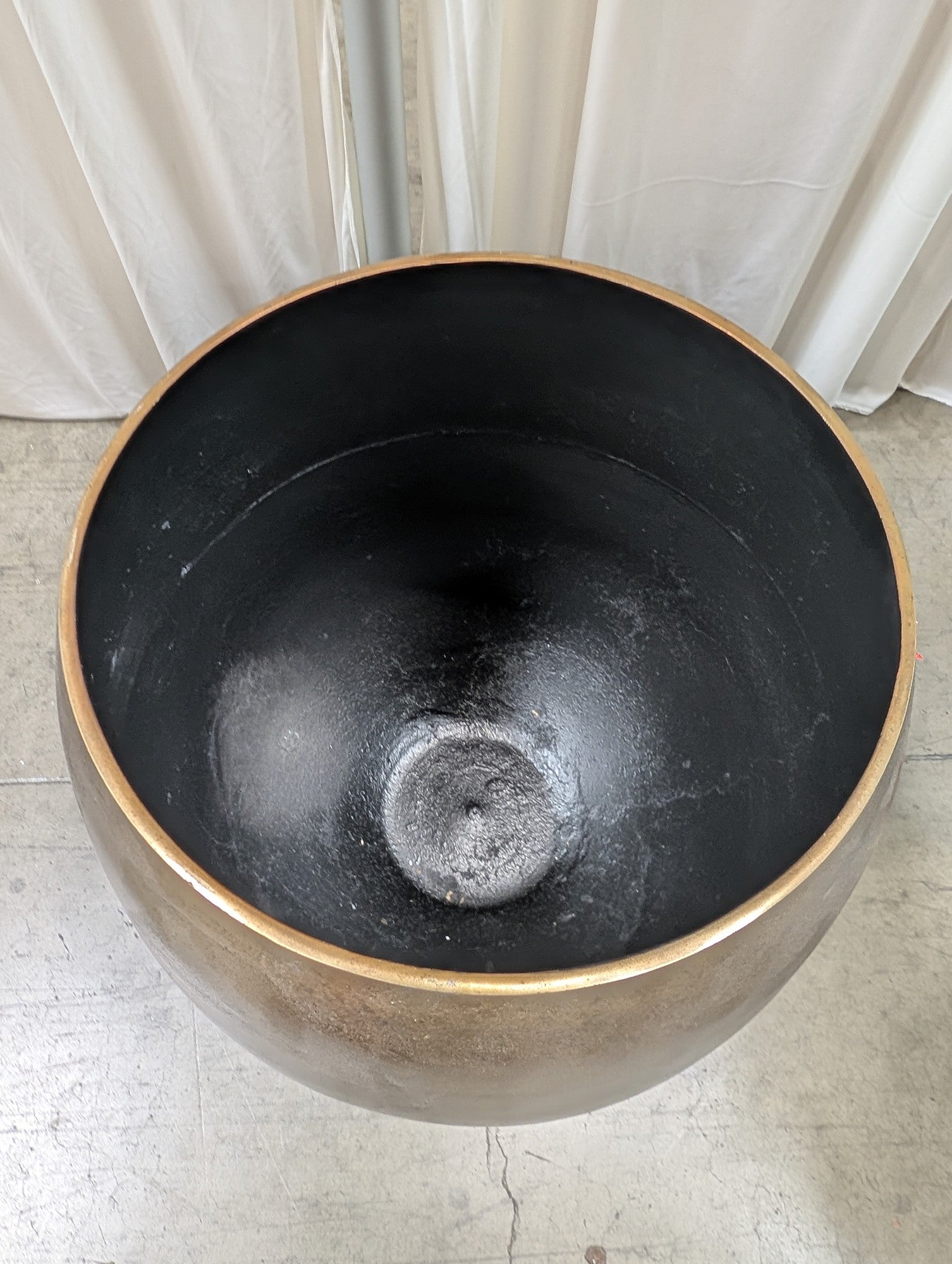 Large Rounded Metallic Garden Planter in Textured Bronze