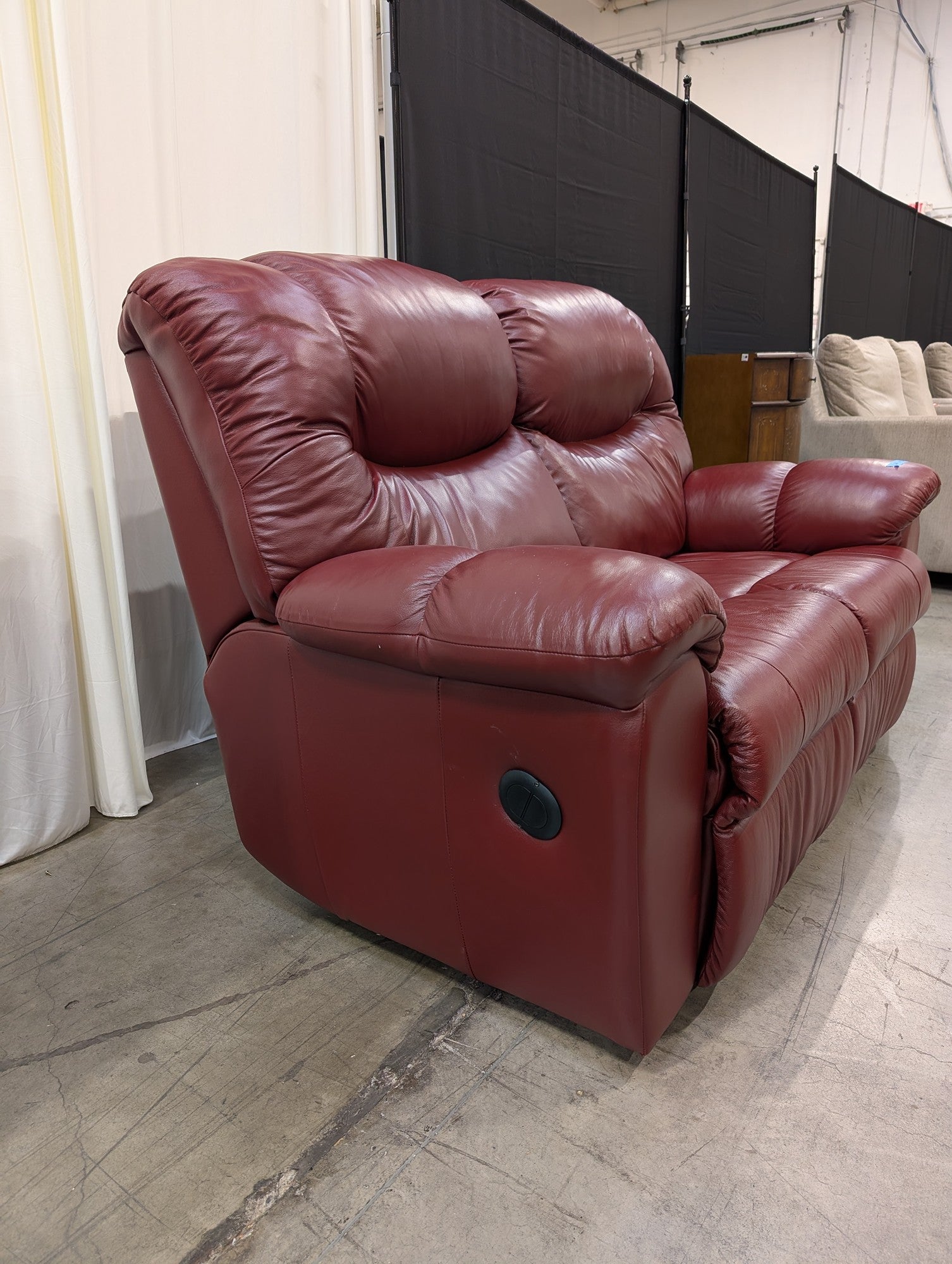 Burgundy Reclining Loveseat with Pillow Arms