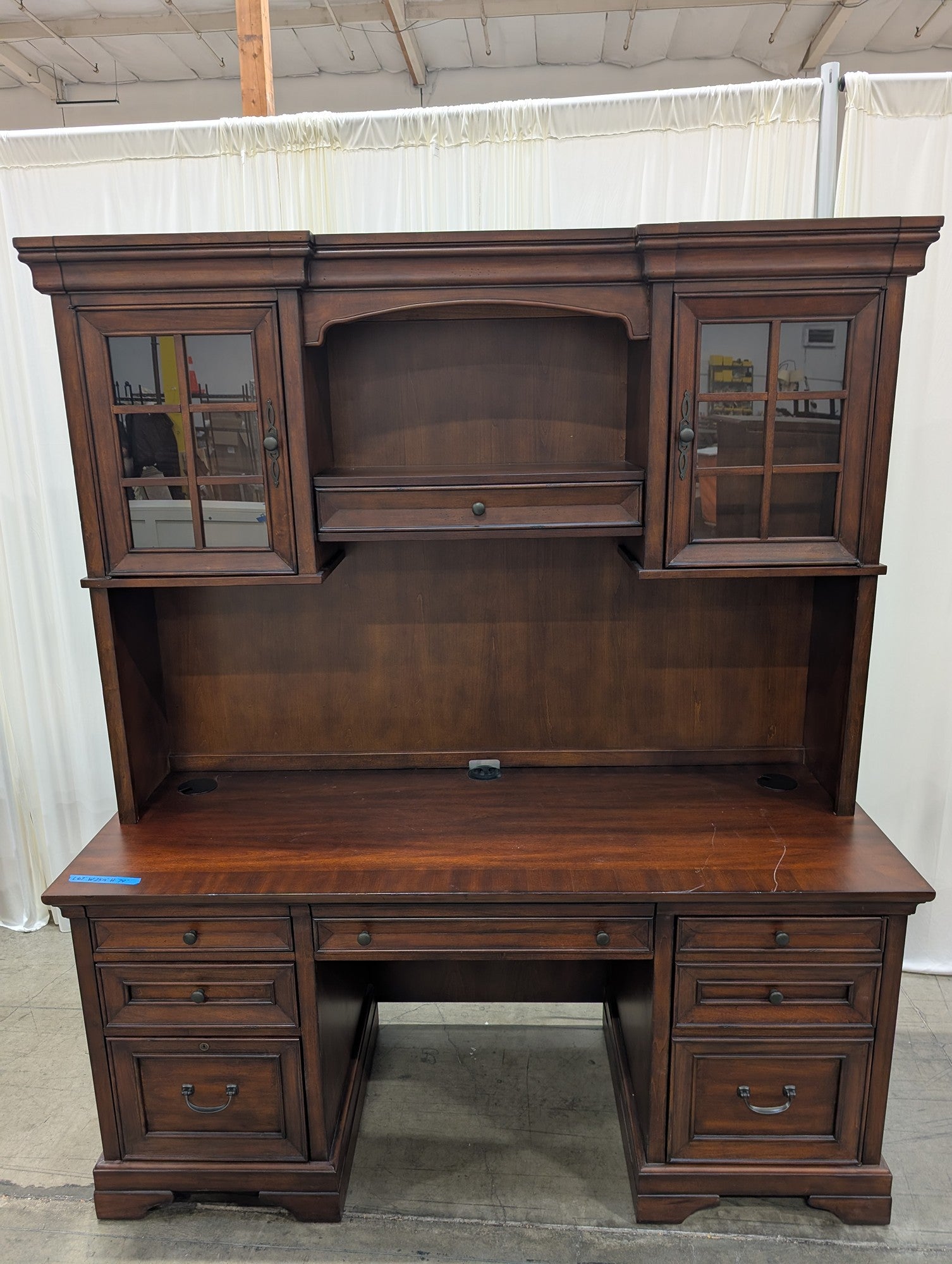Aspenhome Brown Wood Executive Desk with Hutch