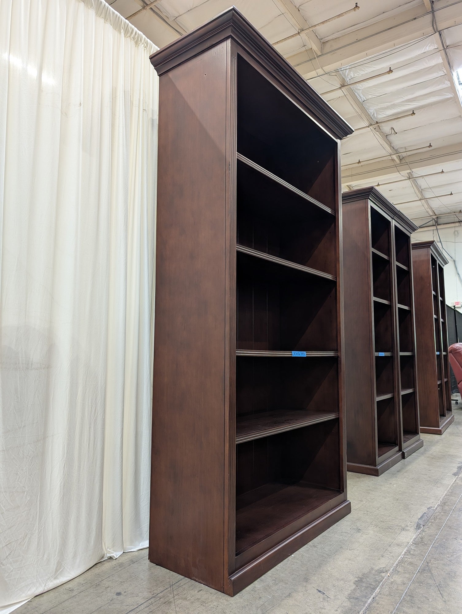 Traditional Dark Brown Wood Bookcase with Crown Molding