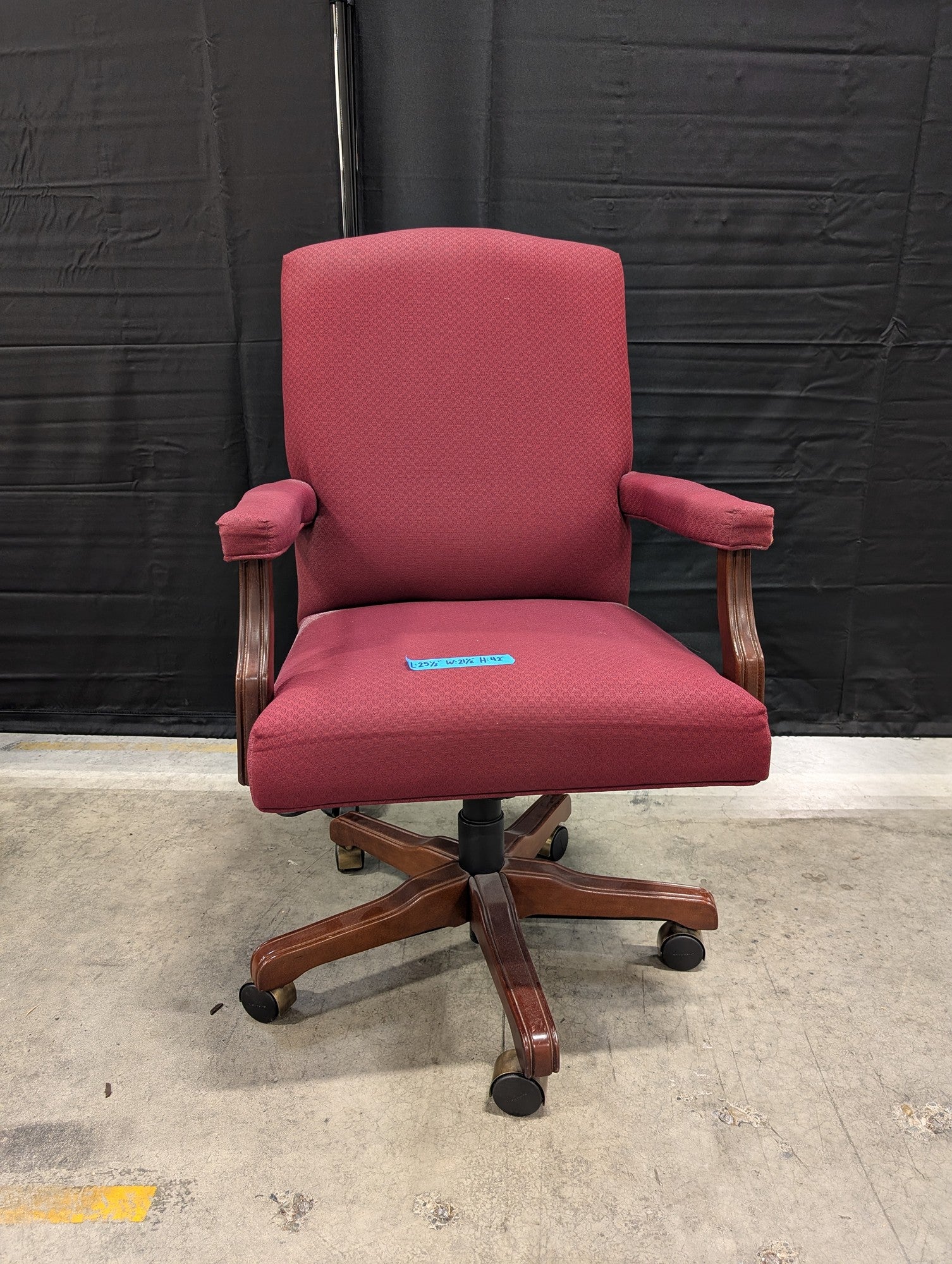 La-Z-Boy Burgundy Office Chair with Wood Base