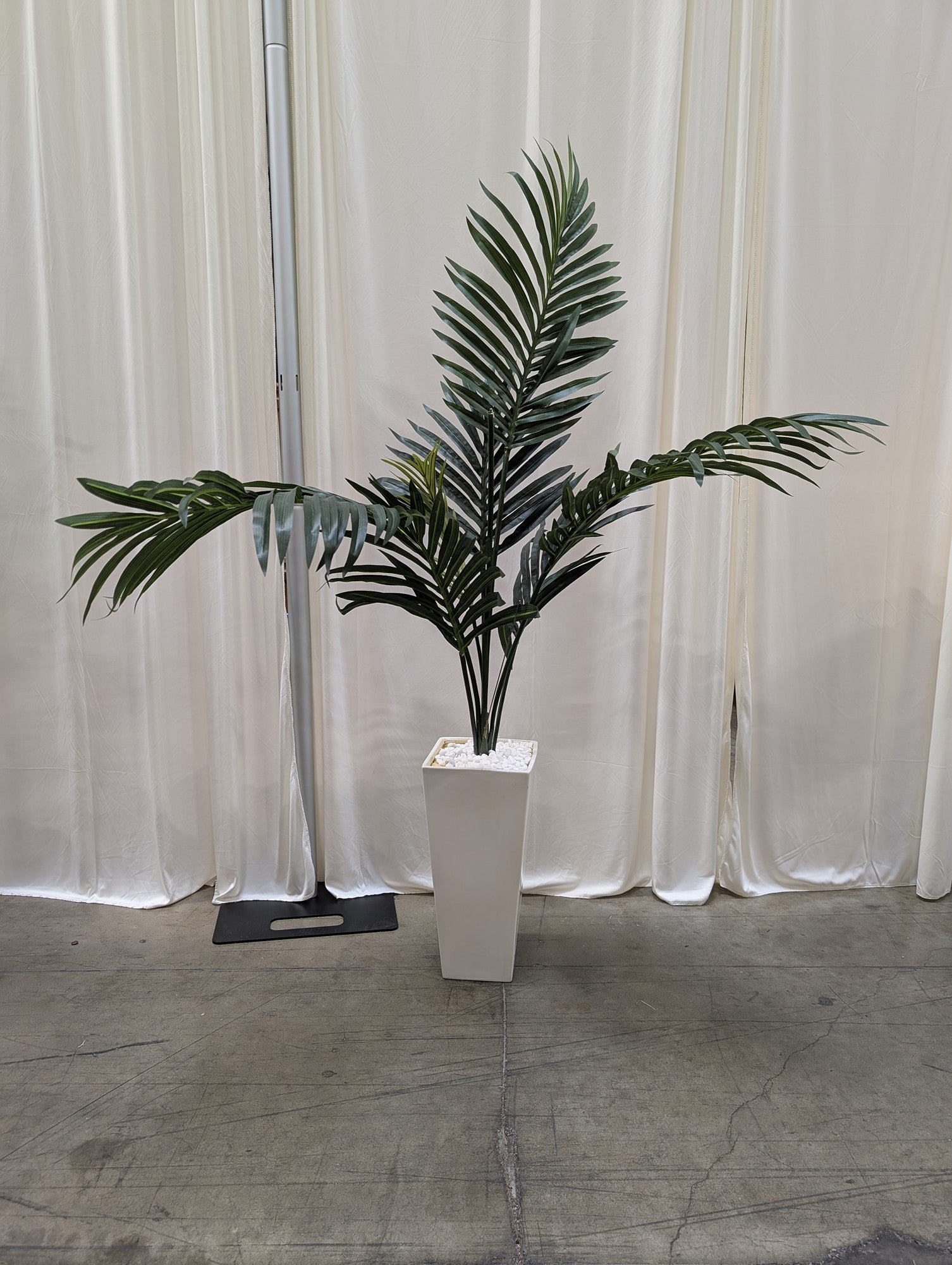 Potted Faux Palm Artificial Plant in White Planter