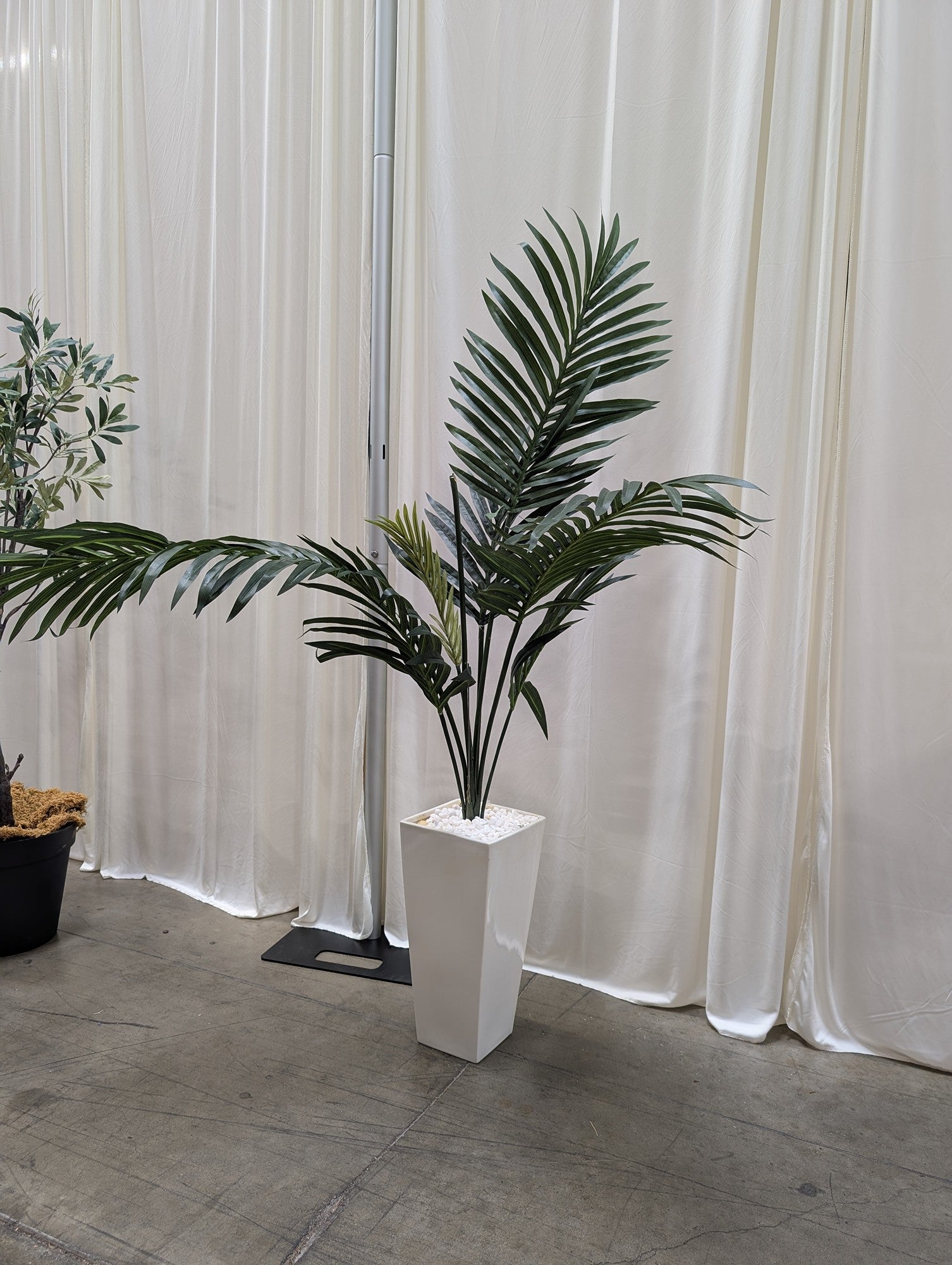 Potted Faux Palm Artificial Plant in White Planter