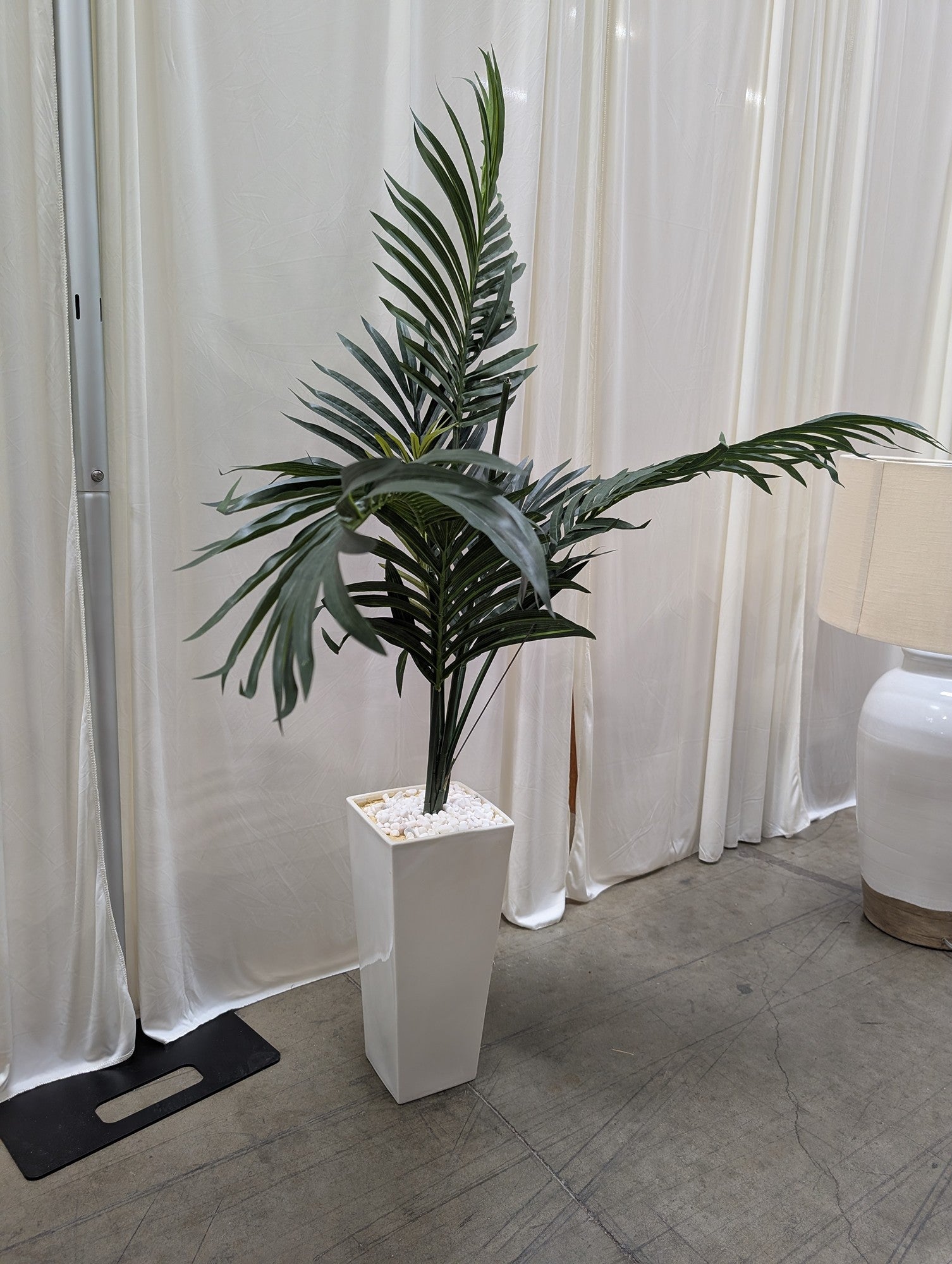 Potted Faux Palm Artificial Plant in White Planter