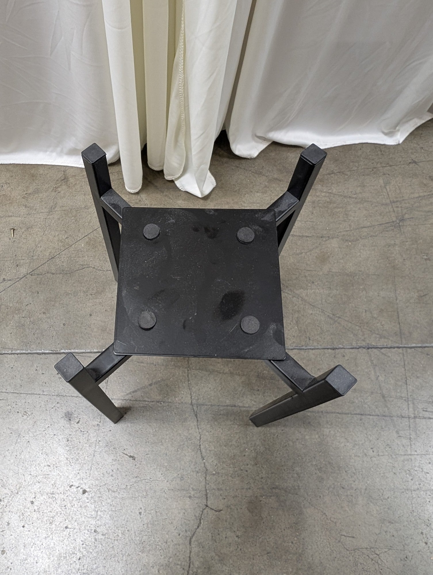Industrial Black Iron Plant Stand with Protective Pads