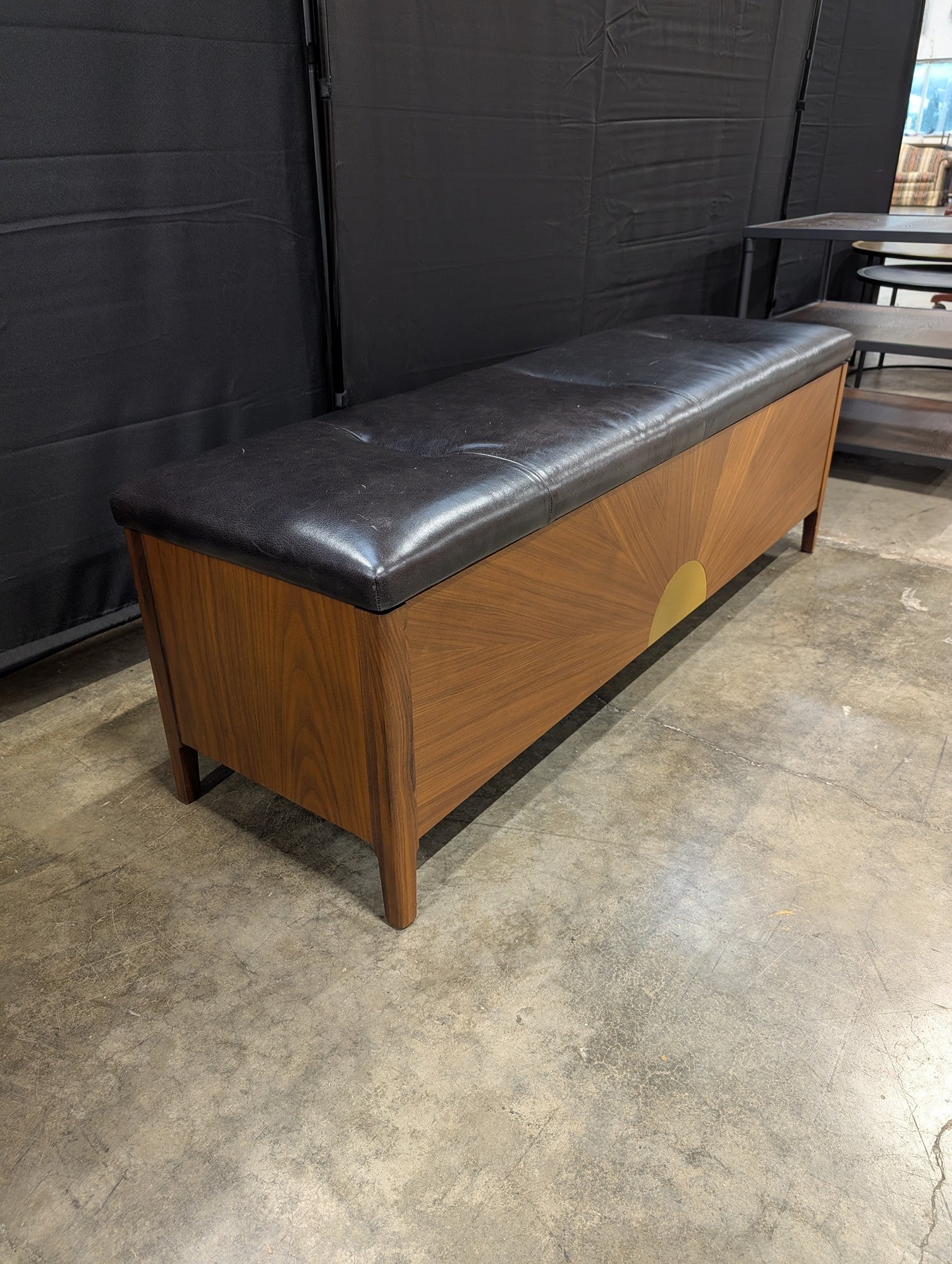 CB2 Dusk Walnut Storage Bench with Cushion
