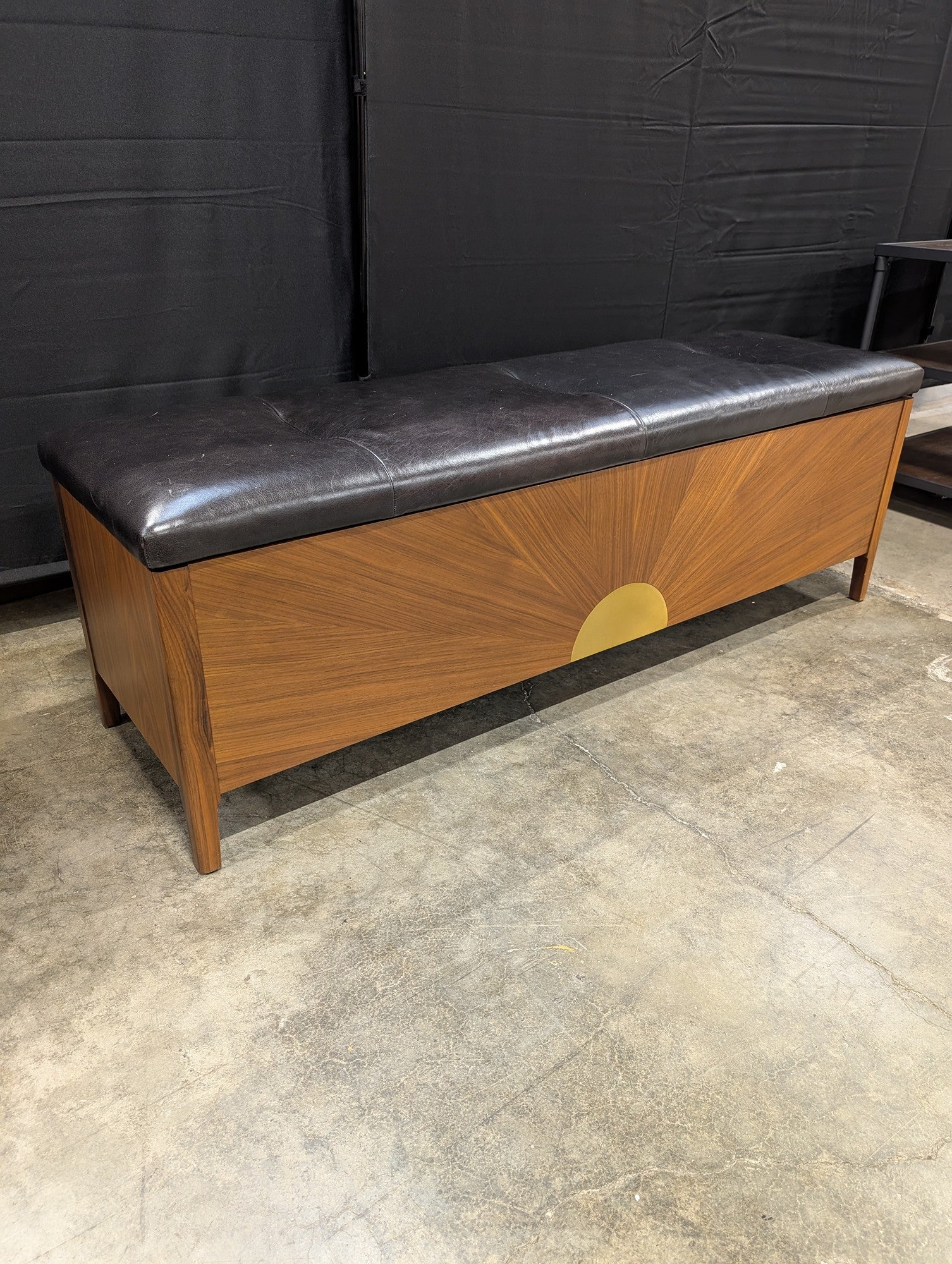 CB2 Dusk Walnut Storage Bench with Cushion