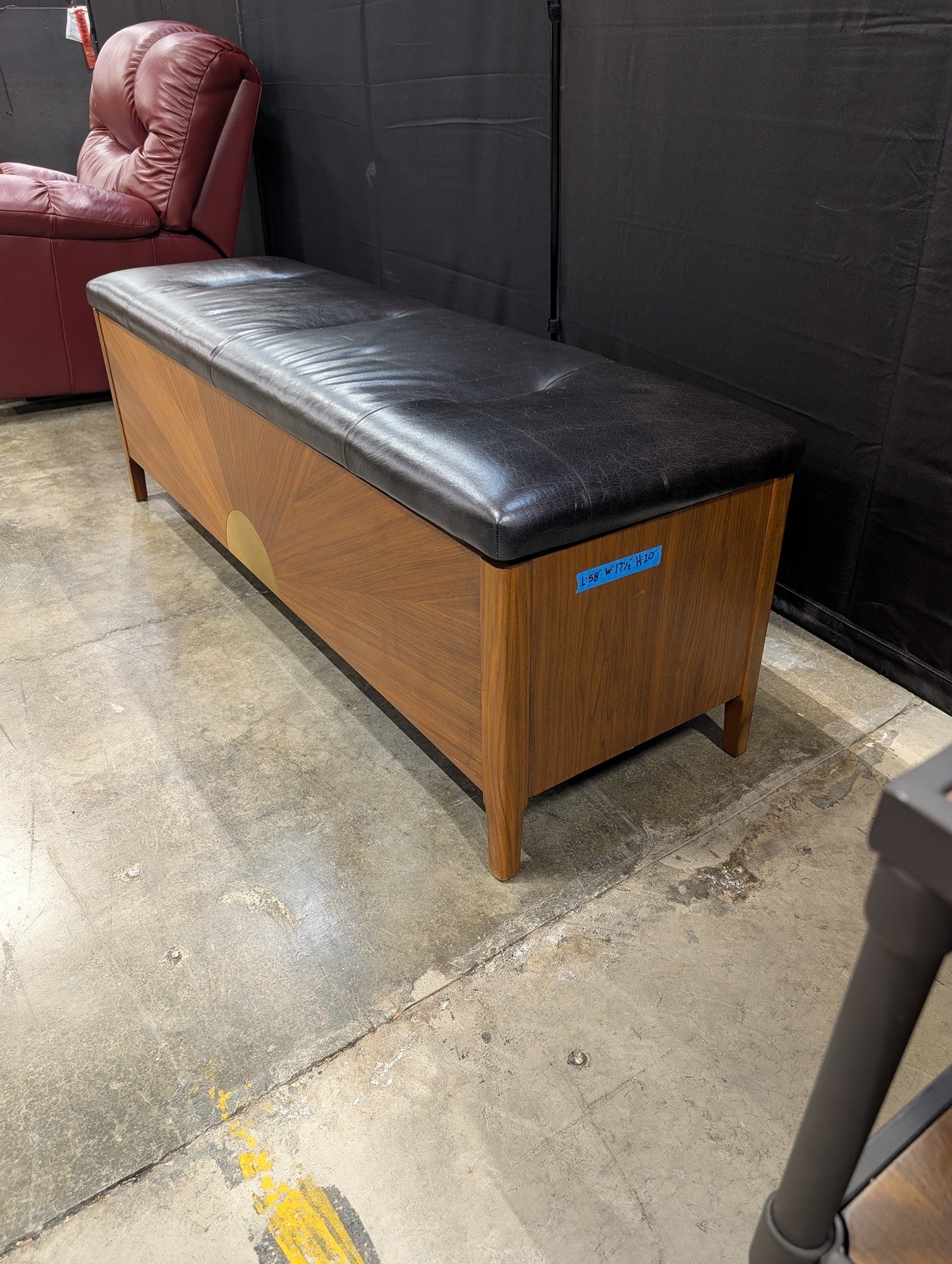 CB2 Dusk Walnut Storage Bench with Cushion