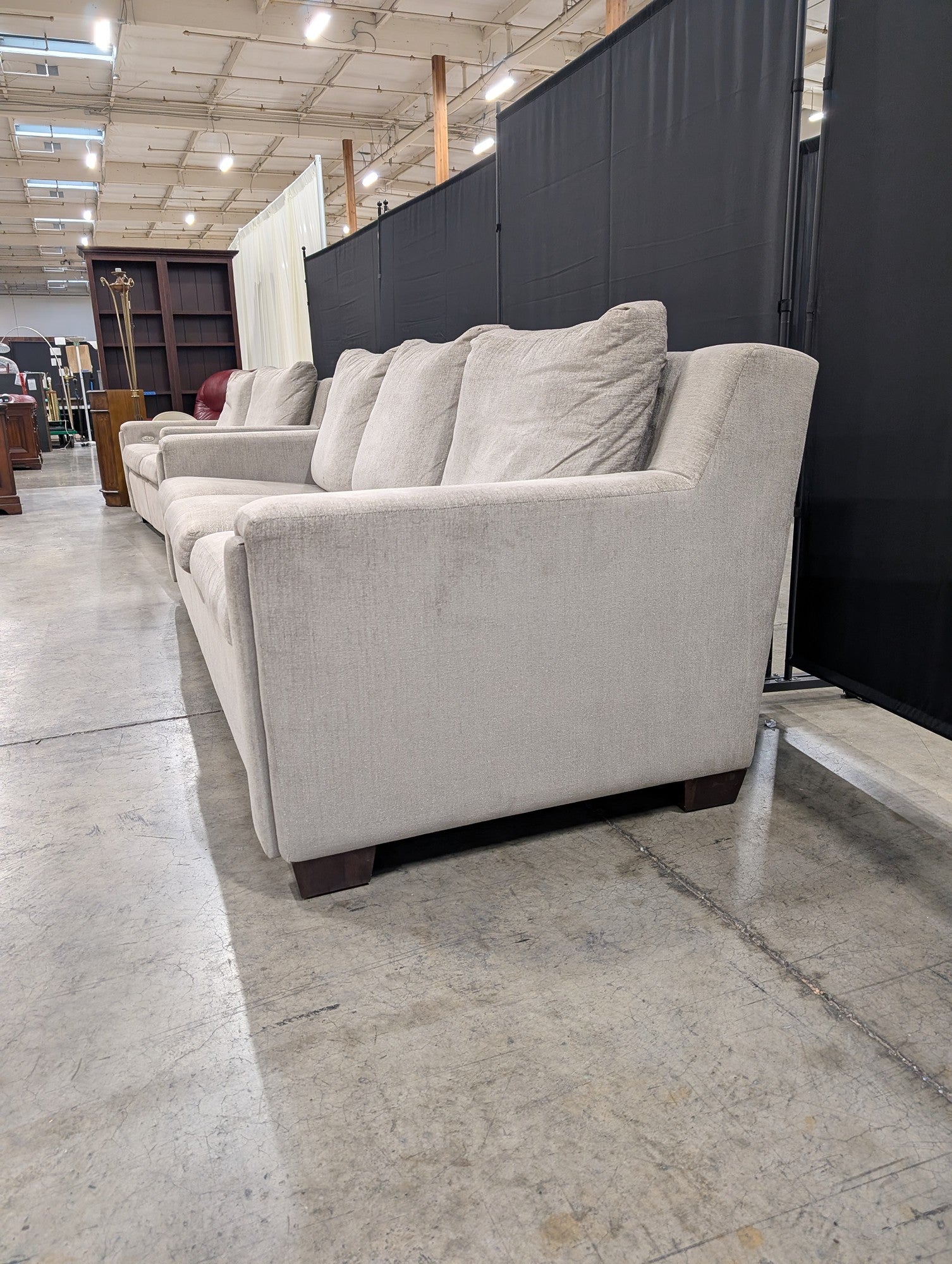 Light Gray Three-Seat Couch with Power Controls