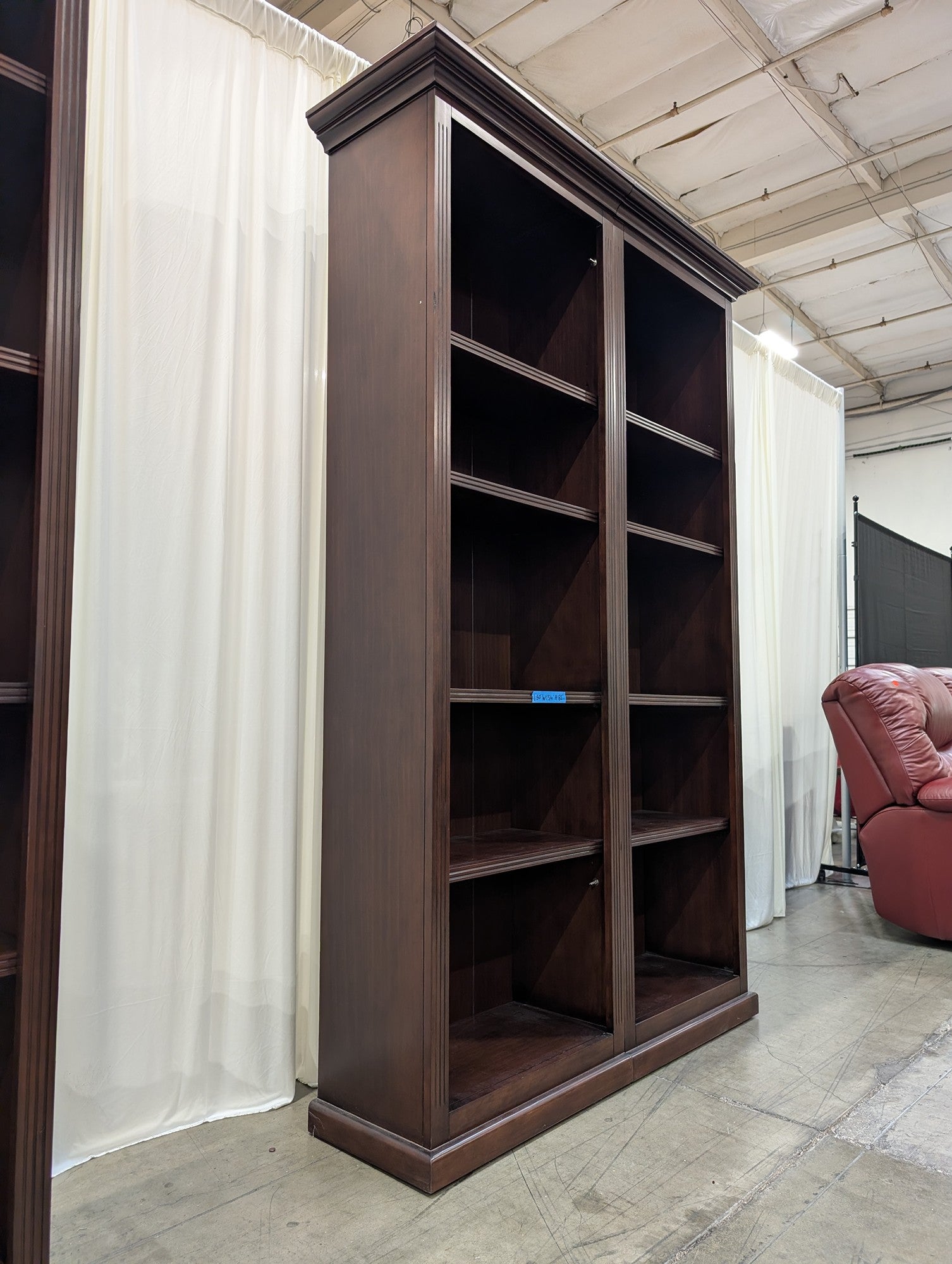 Traditional Double-Column Bookcase in Dark Wood