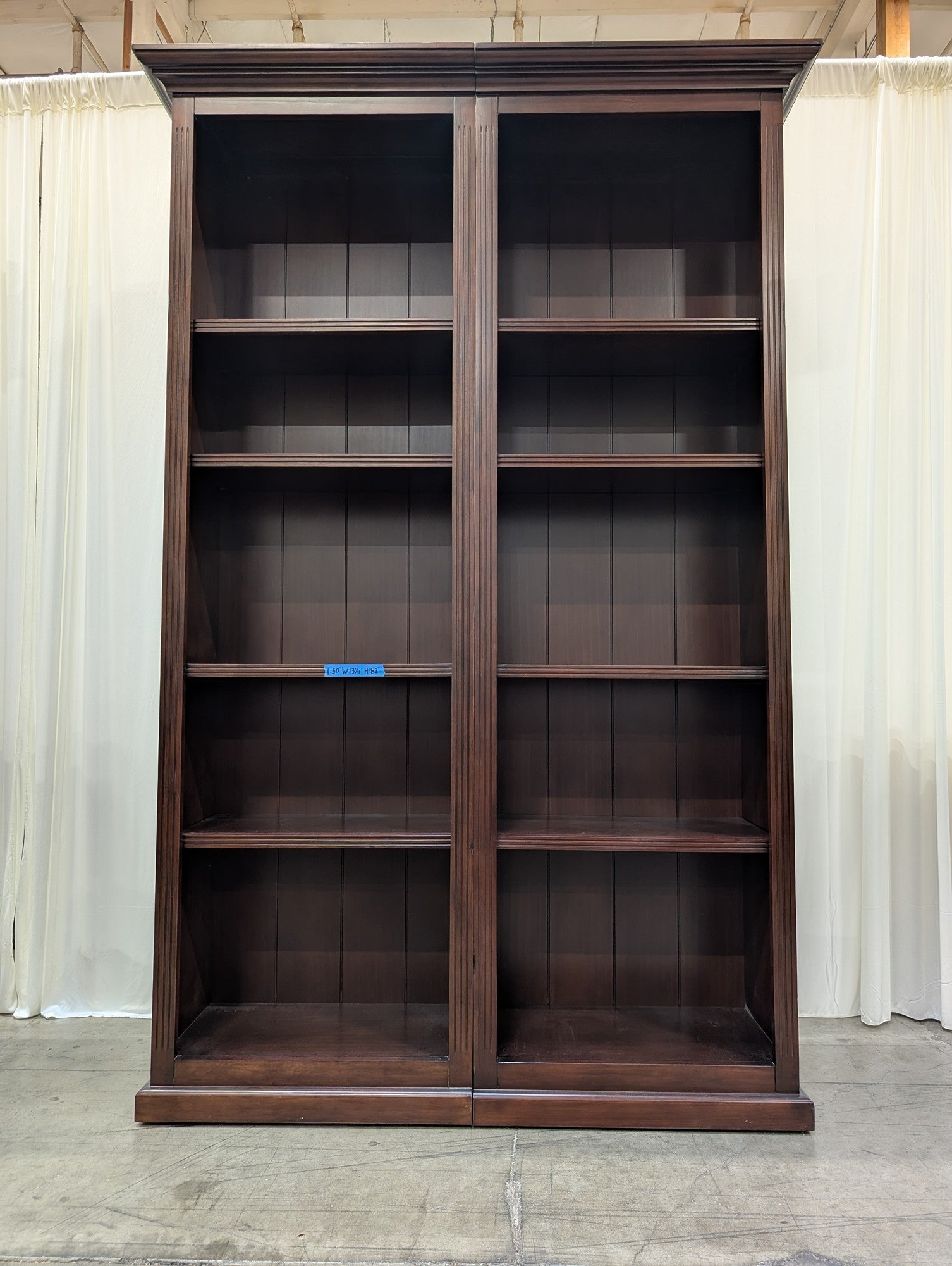 Traditional Double-Column Bookcase in Dark Wood