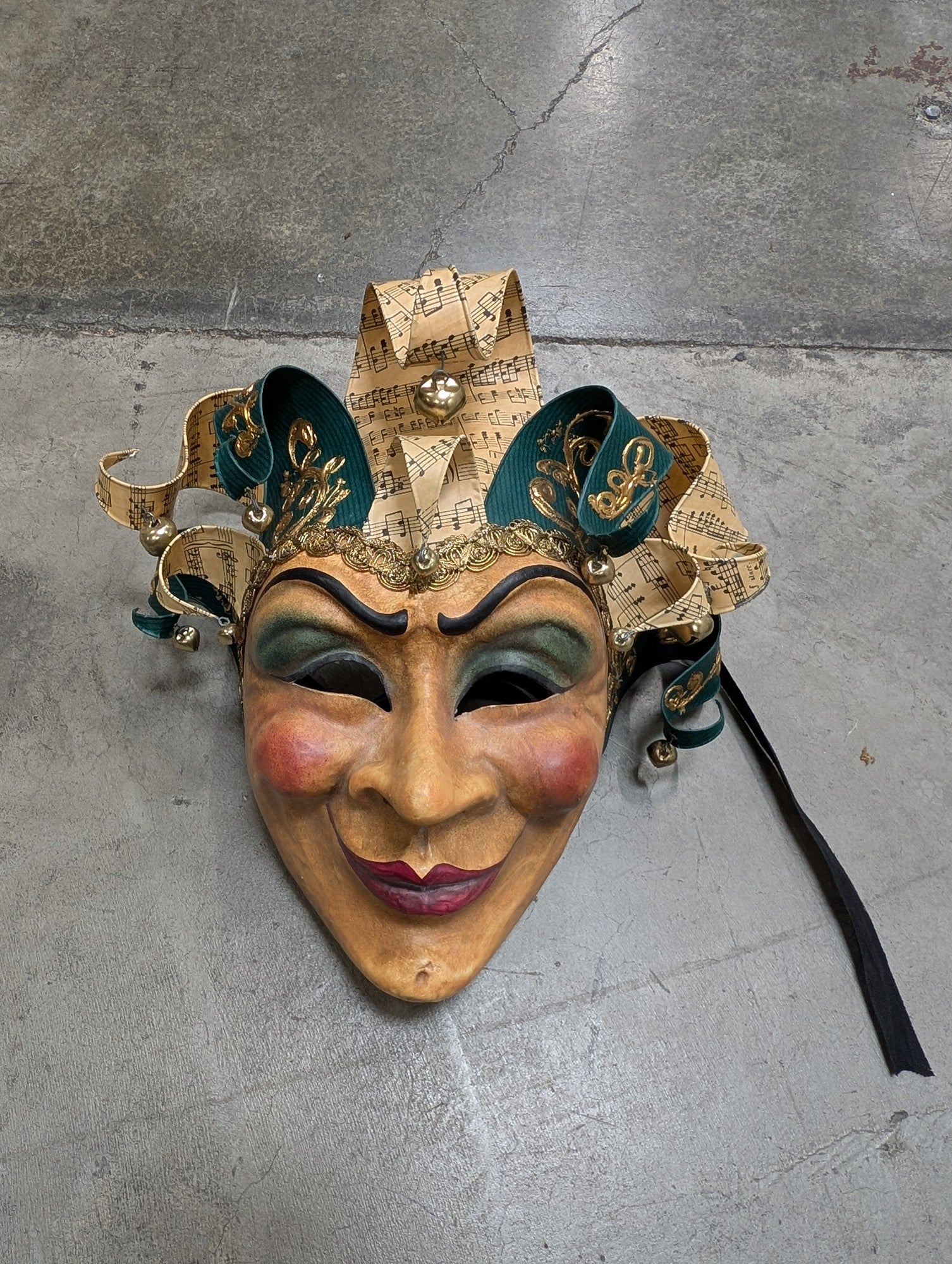 Italian Papier-Mache Jester Mask with Music Notes