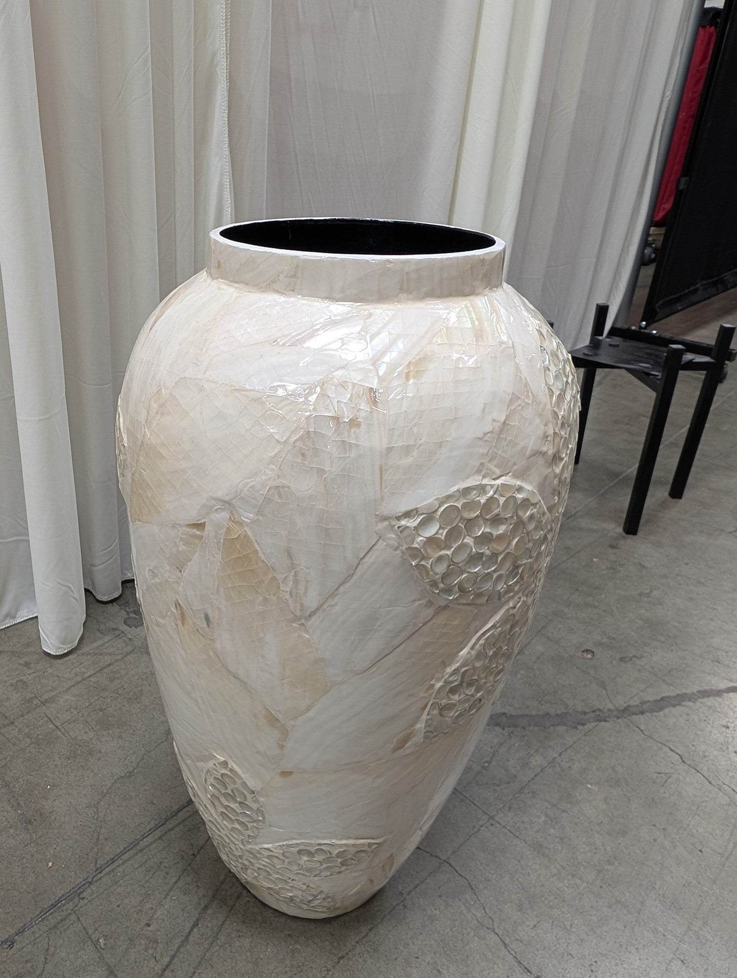 Capiz Shell Mosaic Floral Floor Vase