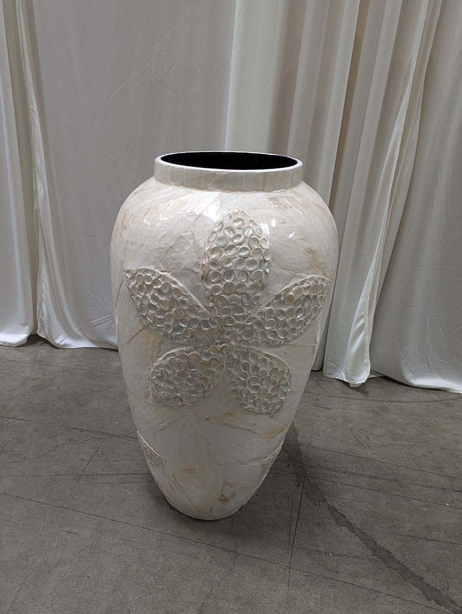 Capiz Shell Mosaic Floral Floor Vase