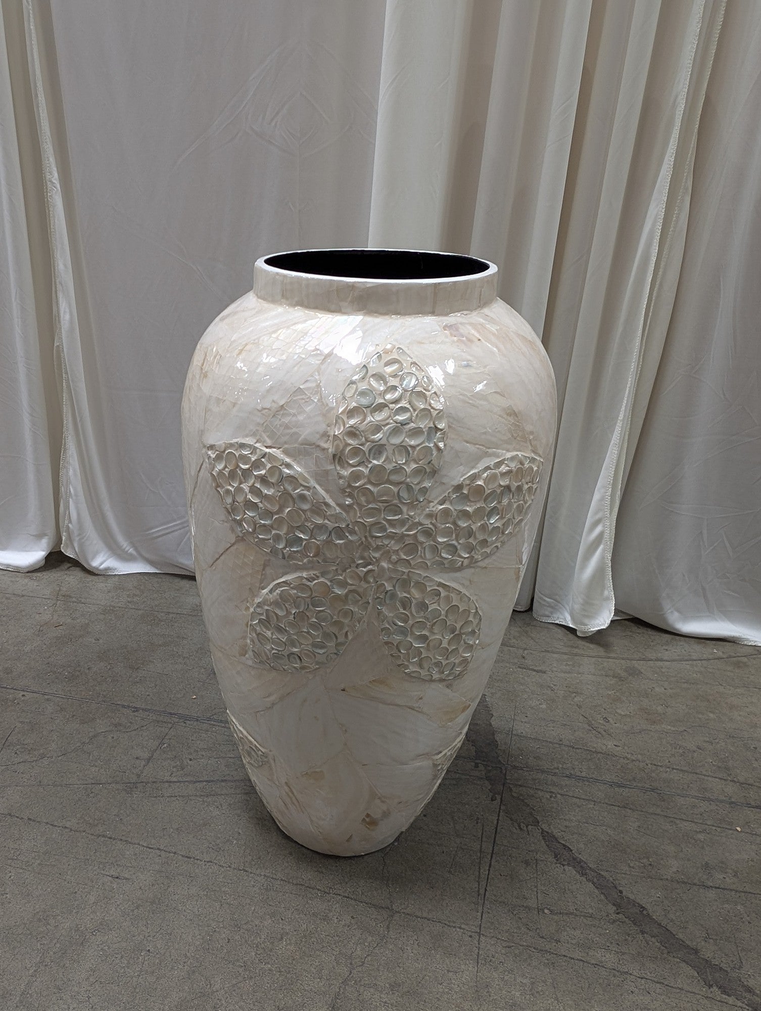 Capiz Shell Mosaic Floral Floor Vase