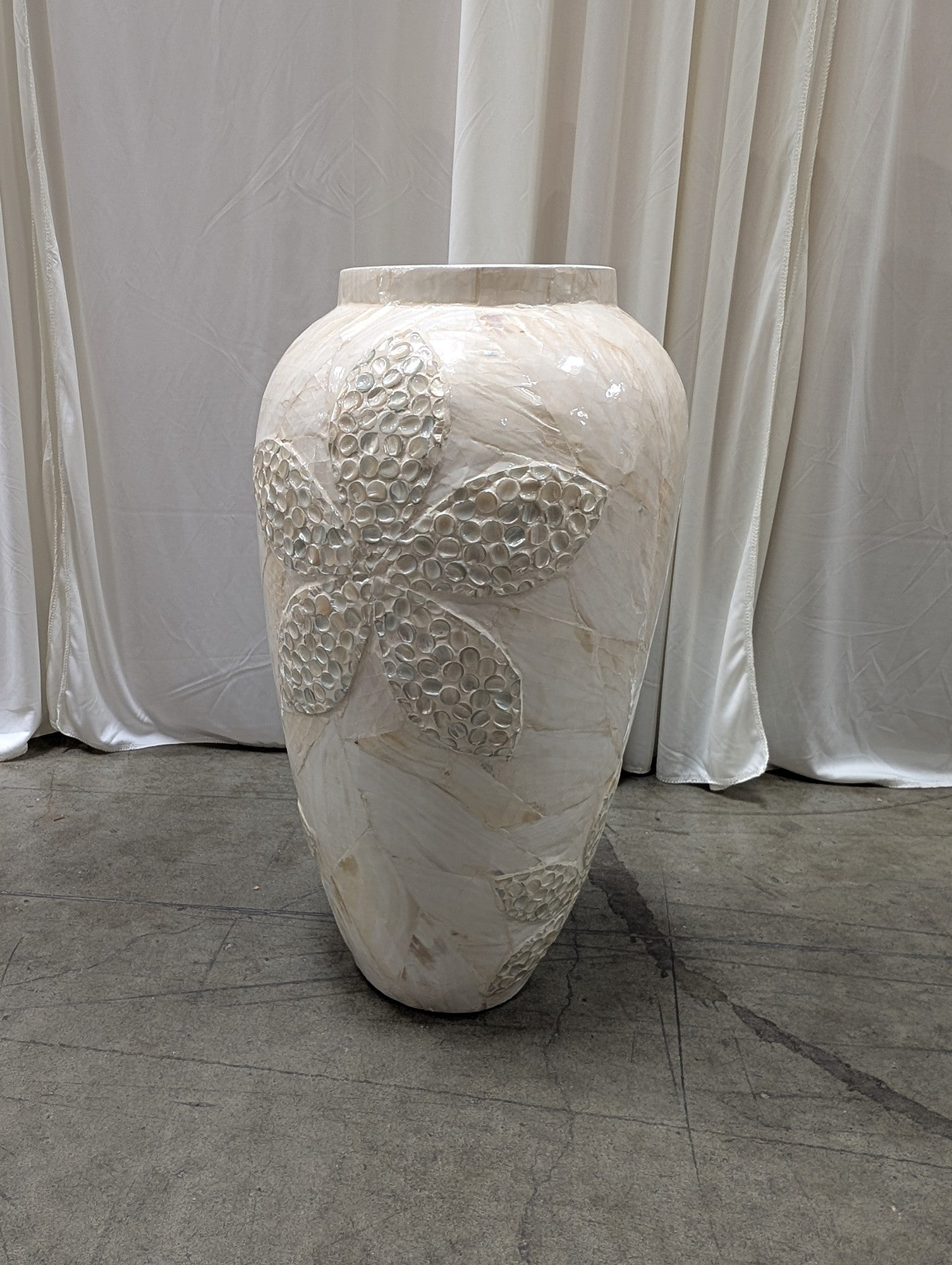 Capiz Shell Mosaic Floral Floor Vase