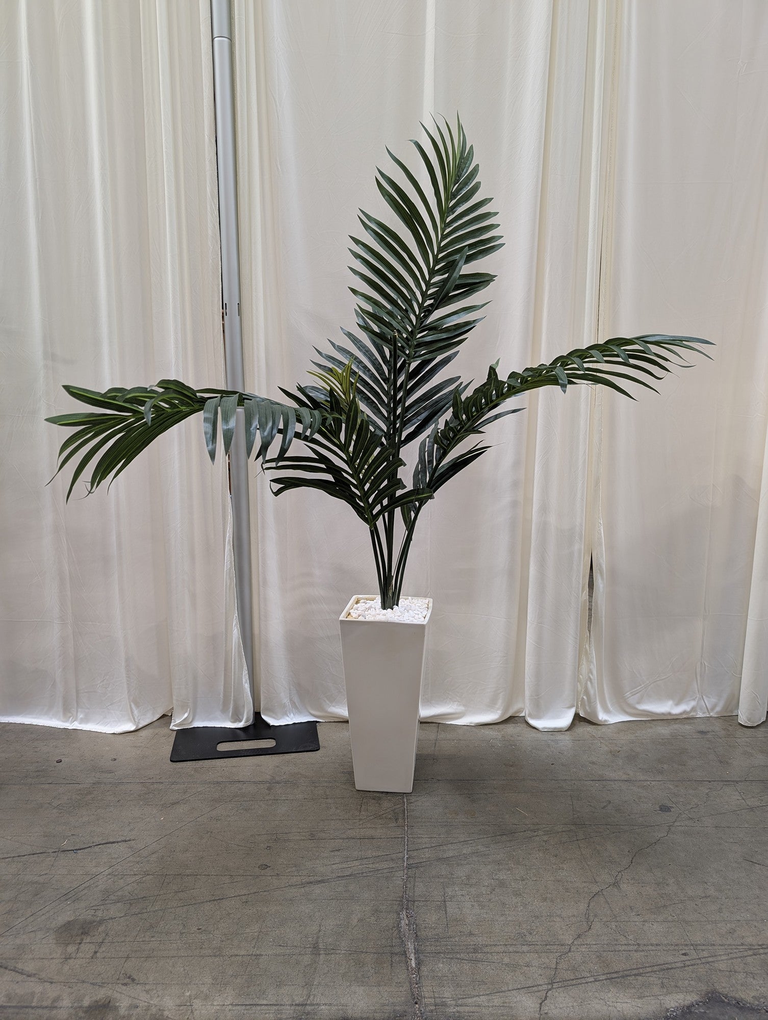 Potted Faux Palm Artificial Plant in White Planter