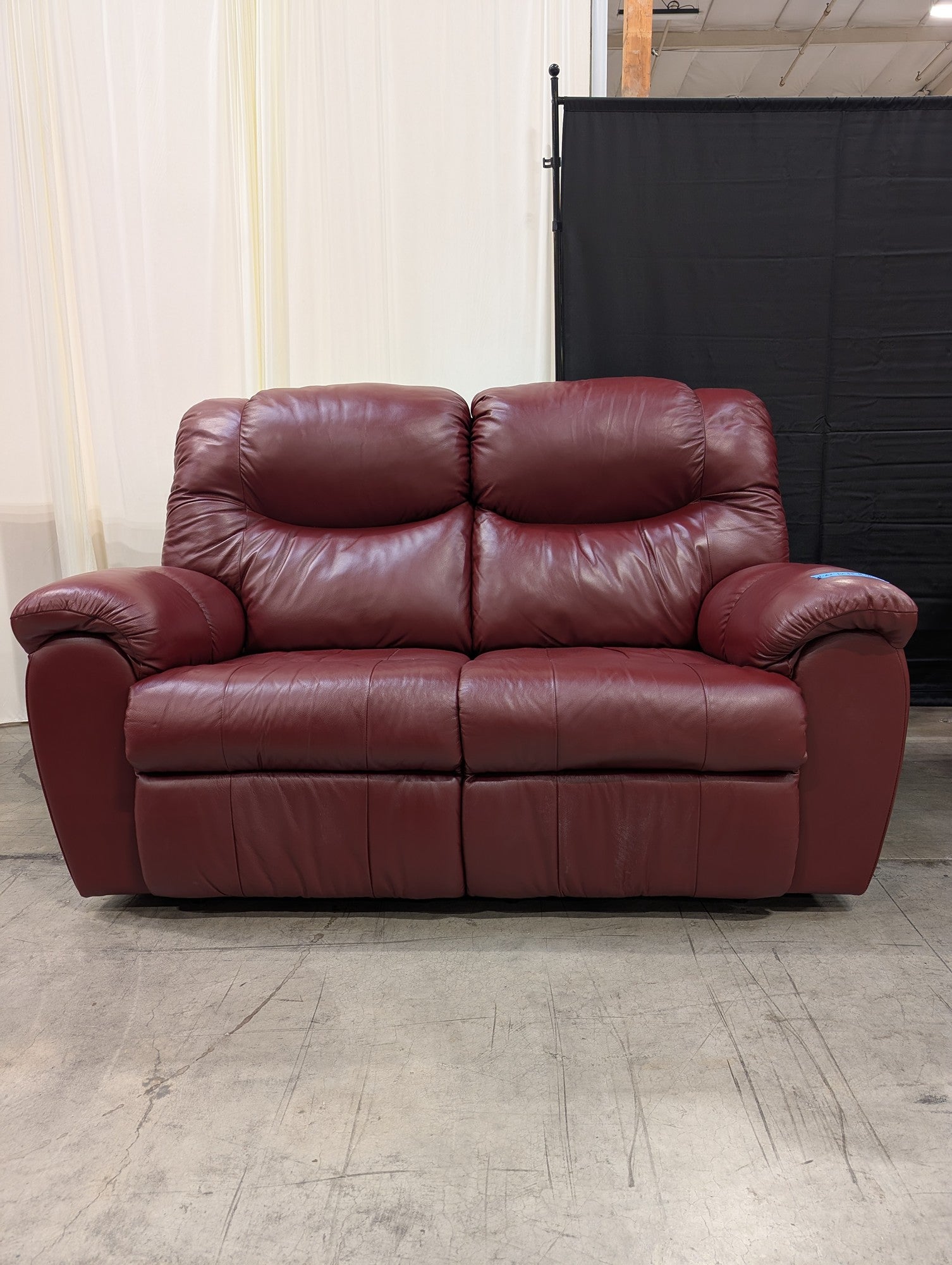 Burgundy Reclining Loveseat with Pillow Arms