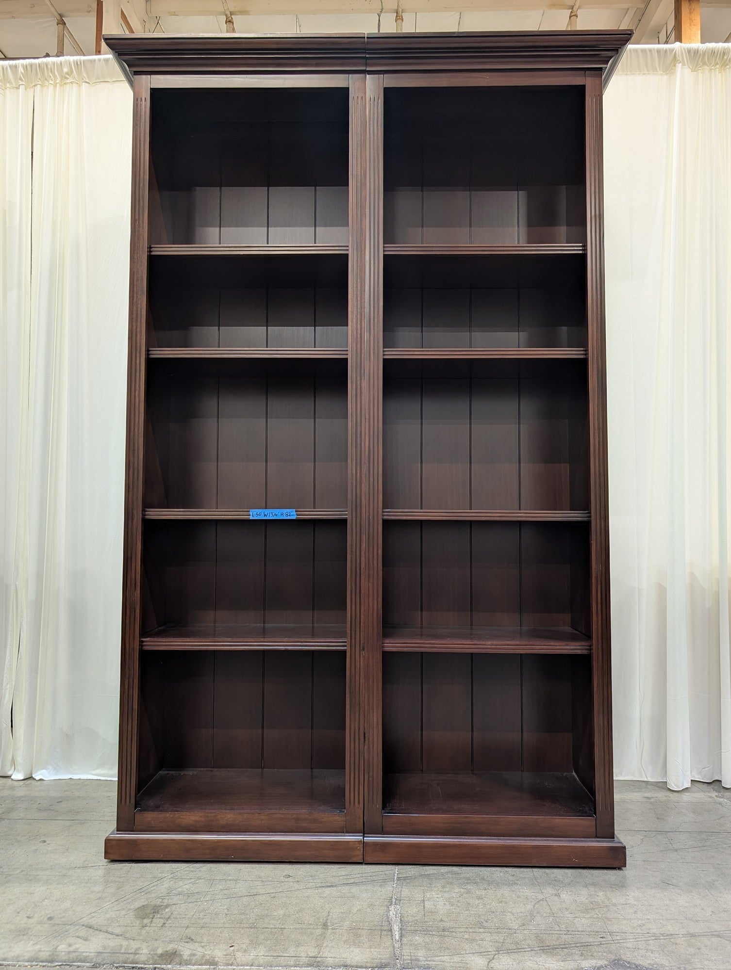 Traditional Double-Column Bookcase in Dark Wood