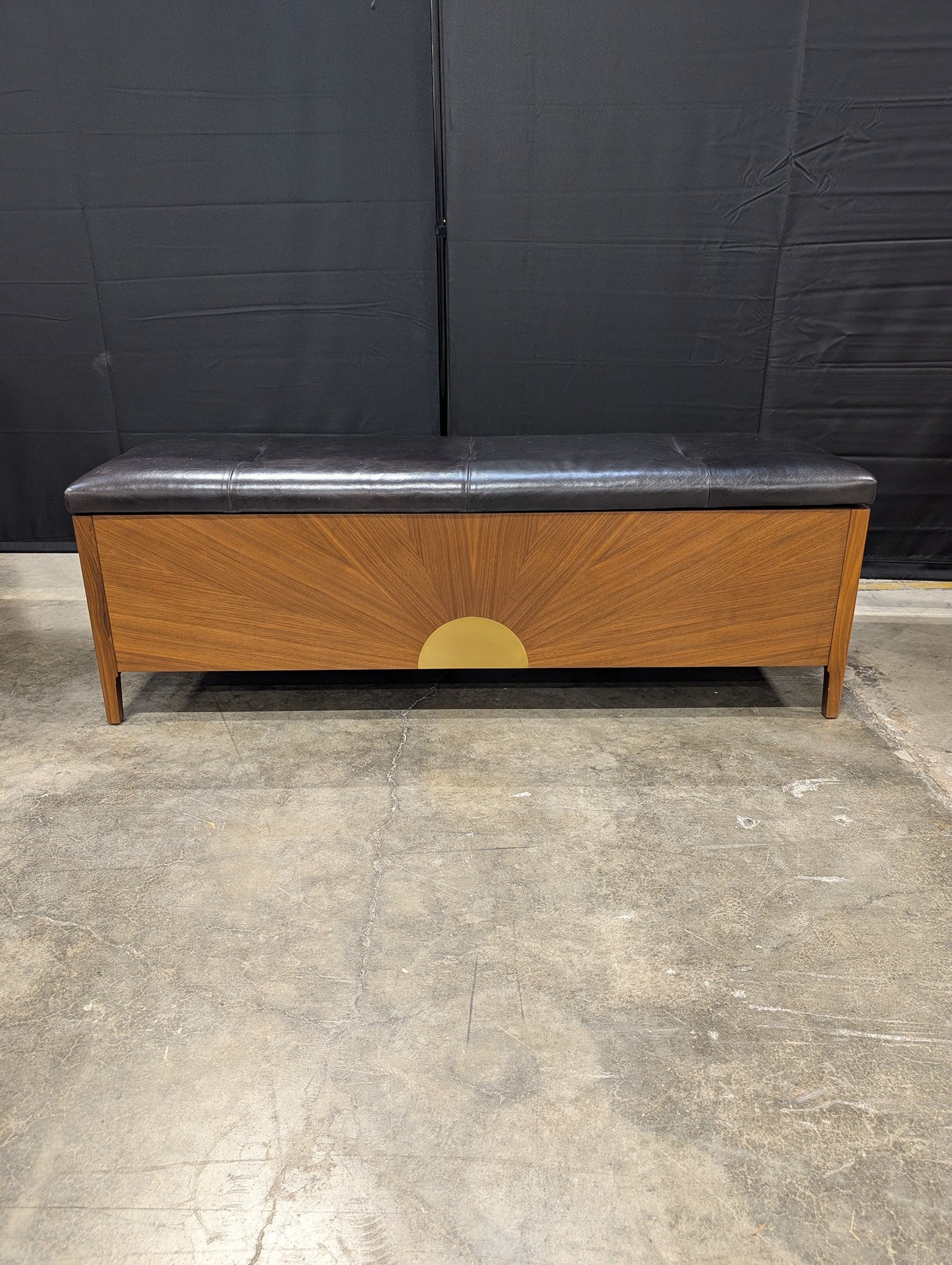 CB2 Dusk Walnut Storage Bench with Cushion
