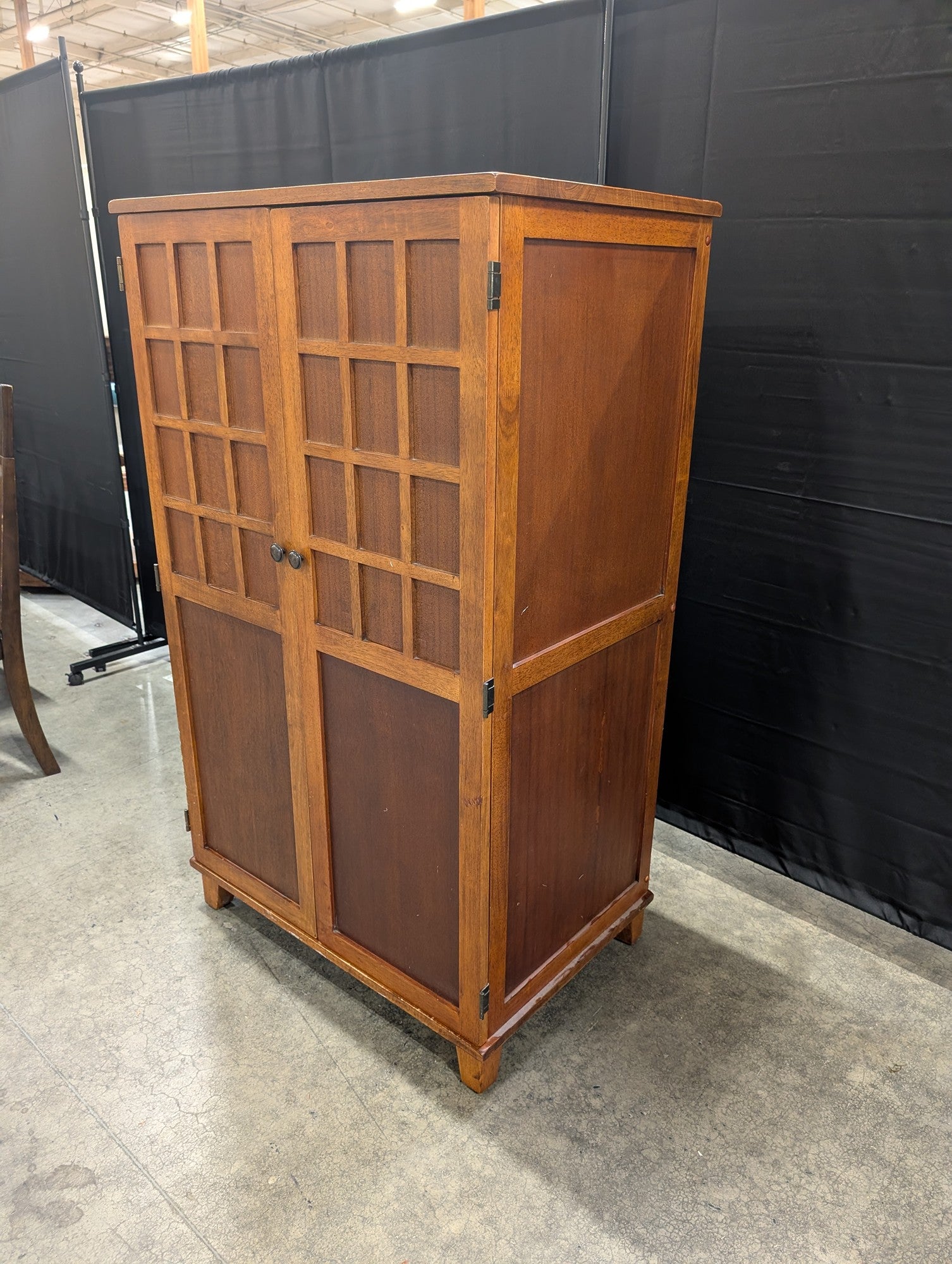 Craftsman Style Wood Armoire with Grid Doors