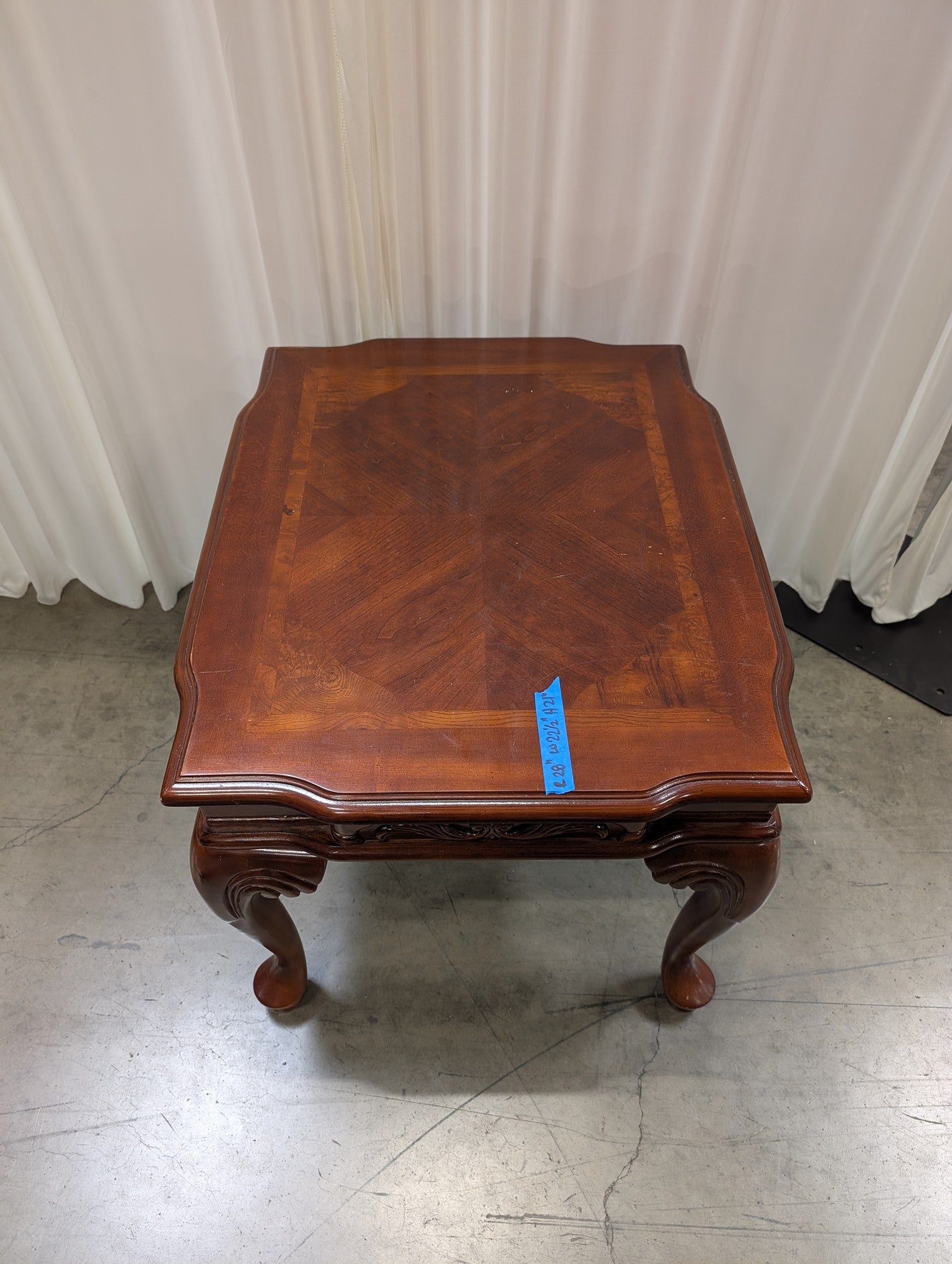 Traditional Dark Wood End Table with Carved Details
