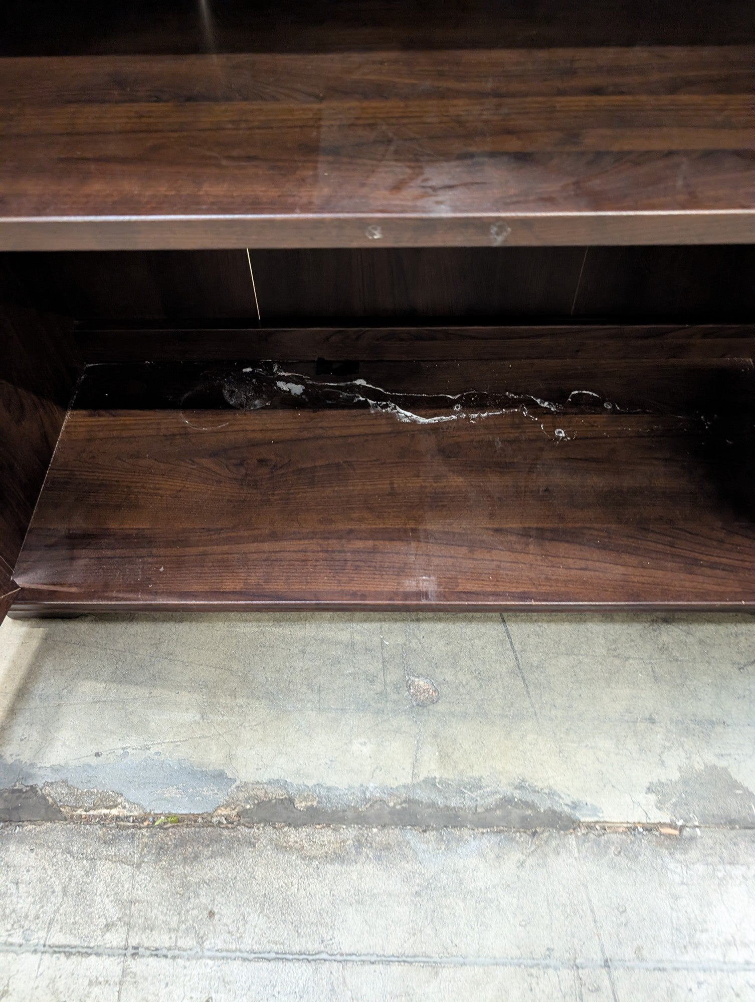 Dark Wood Open Shelf Bookcase with Glass Doors