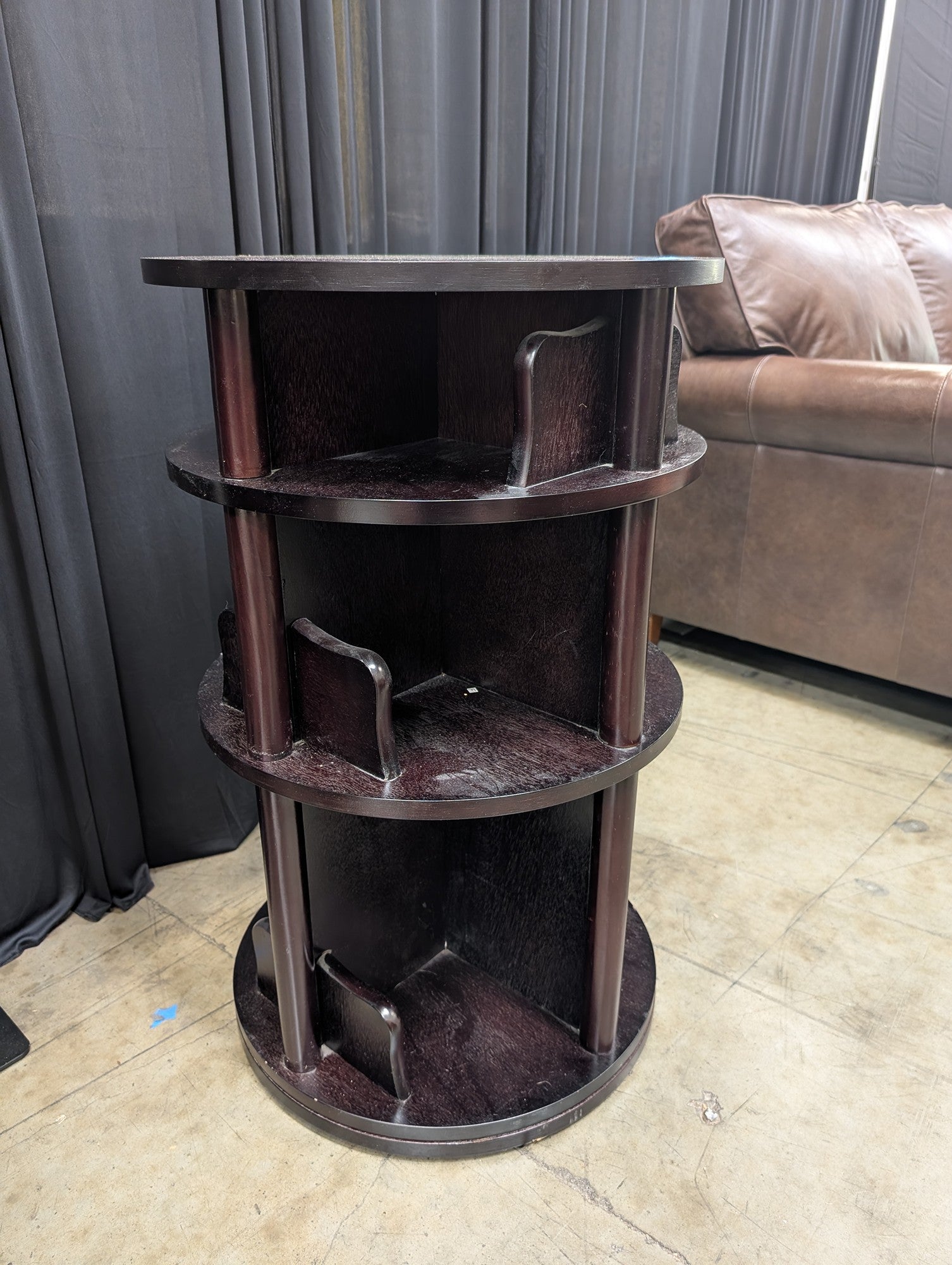 Three-Tier Dark Wood Revolving Bookcase