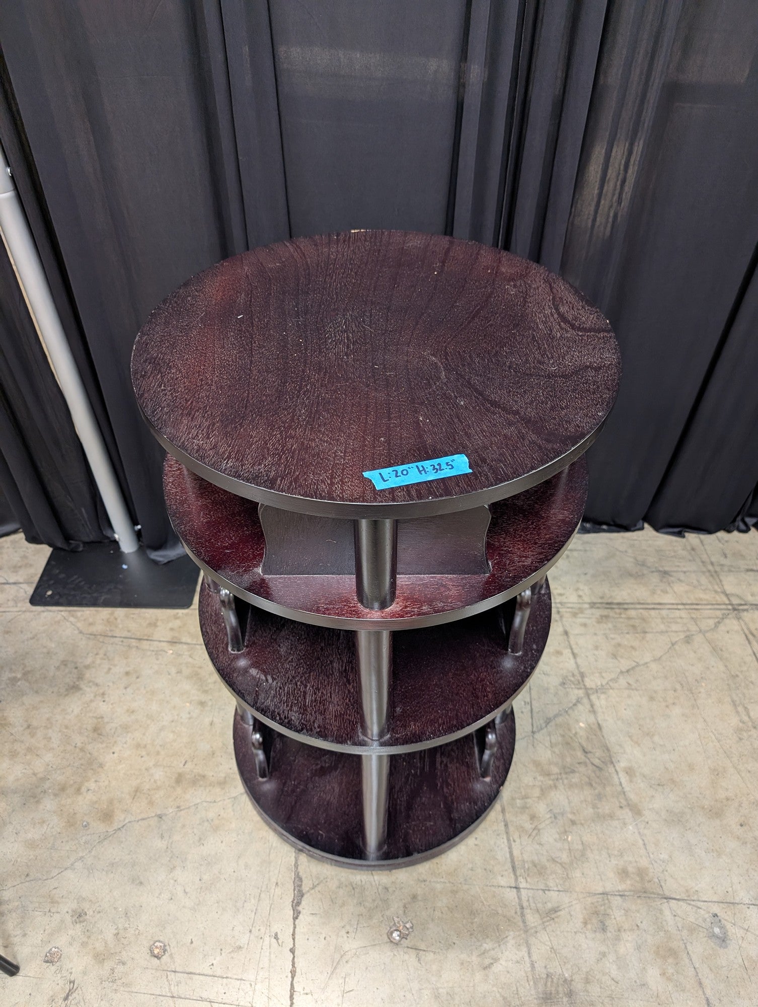 Three-Tier Dark Wood Revolving Bookcase