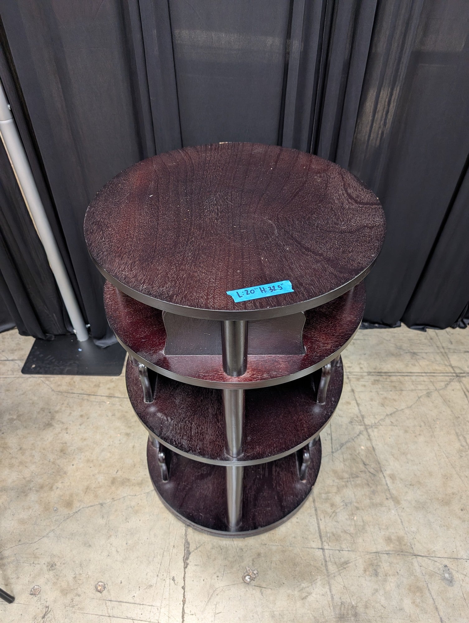 Three-Tier Dark Wood Revolving Bookcase