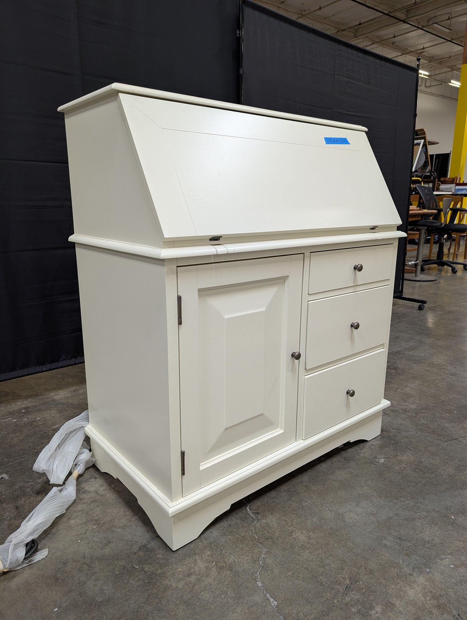 Off-White Wood Secretary Desk with Power