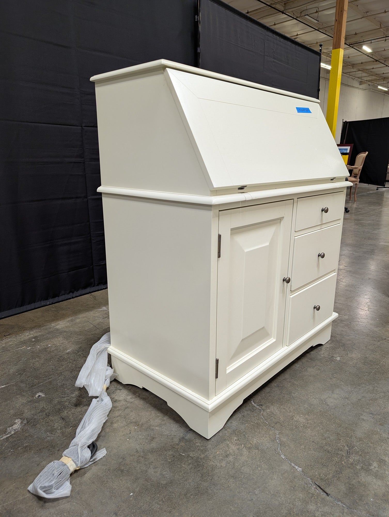 Off-White Wood Secretary Desk with Power